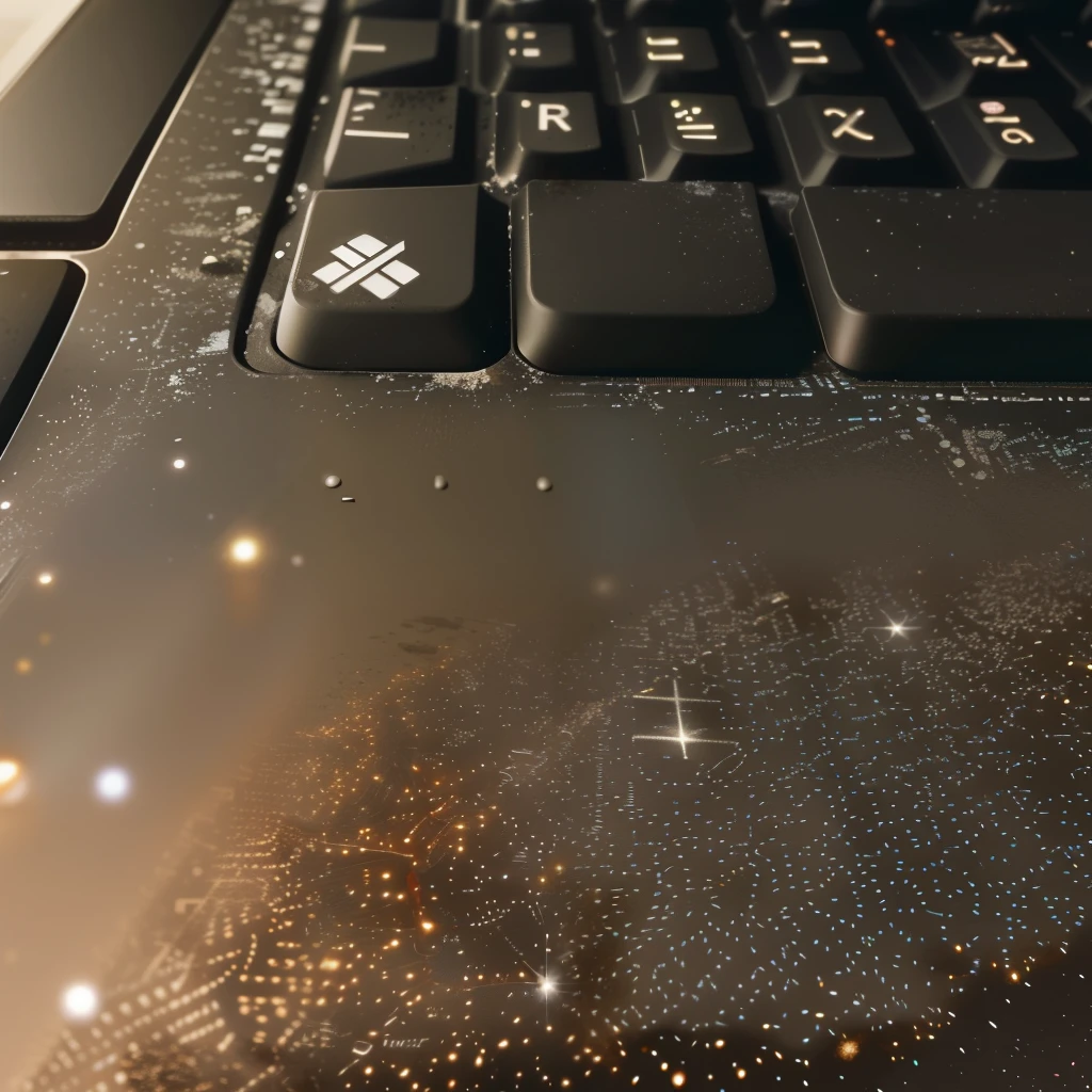 A closeup of a laptop keyboard with lots of dust, keyboards, technological angst, exploitable image, keyboard, technological, modern technology, covered in dust tar. DSLR, covered with tar. dslr, gritty technology, accurate representation, technologies, made of tar, digital matte, defunct technology, digital media