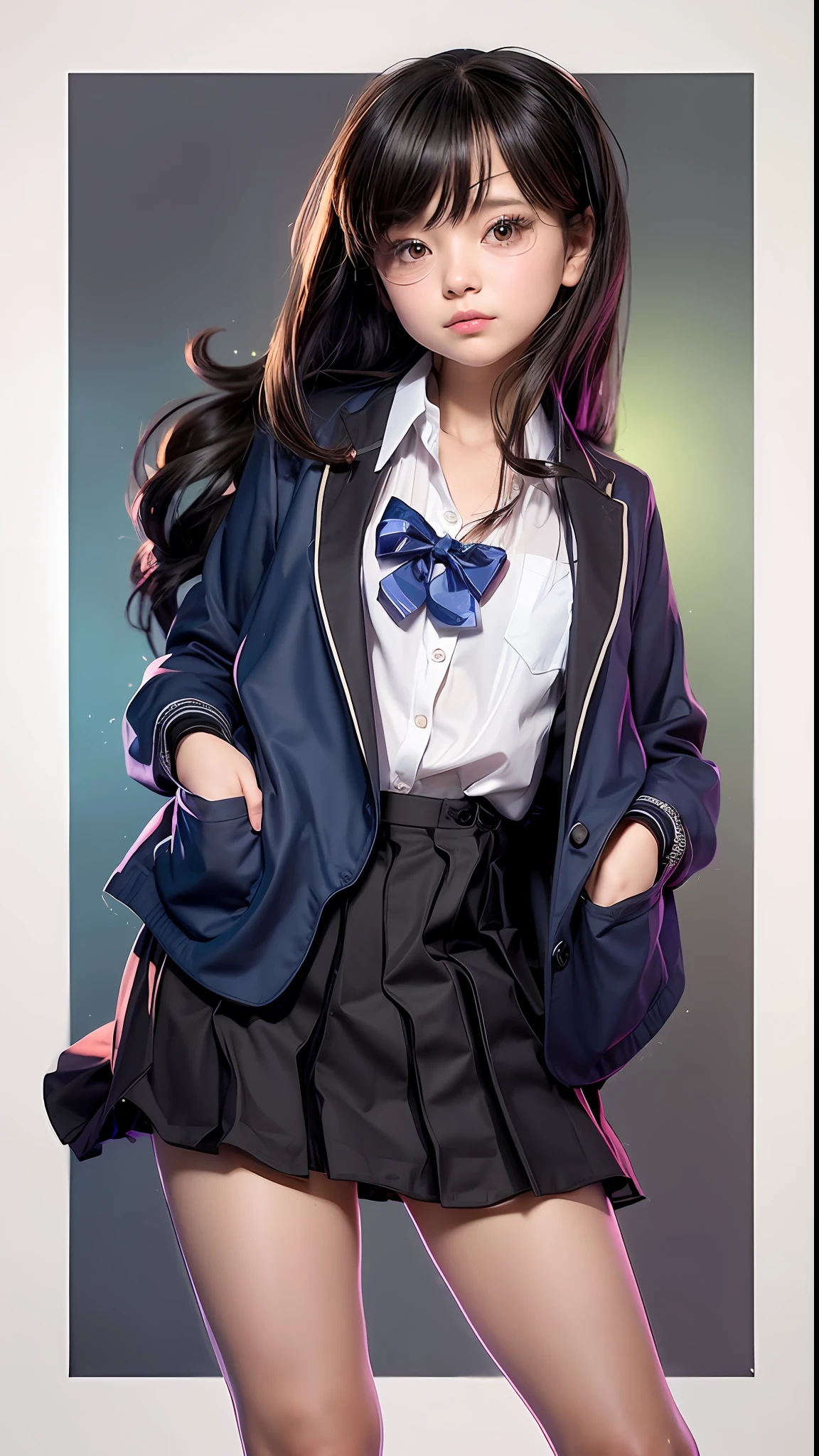 anime girl in a short skirt and jacket with a bow tie, kantai collection style, beautiful anime high school girl, dressed with long fluent clothes, jk uniform, wearing school uniform, wearing a school uniform, anime visual of a cute girl, school girl, anime girl with long hair, school uniform, style anime, realistic schoolgirl, an anime girl