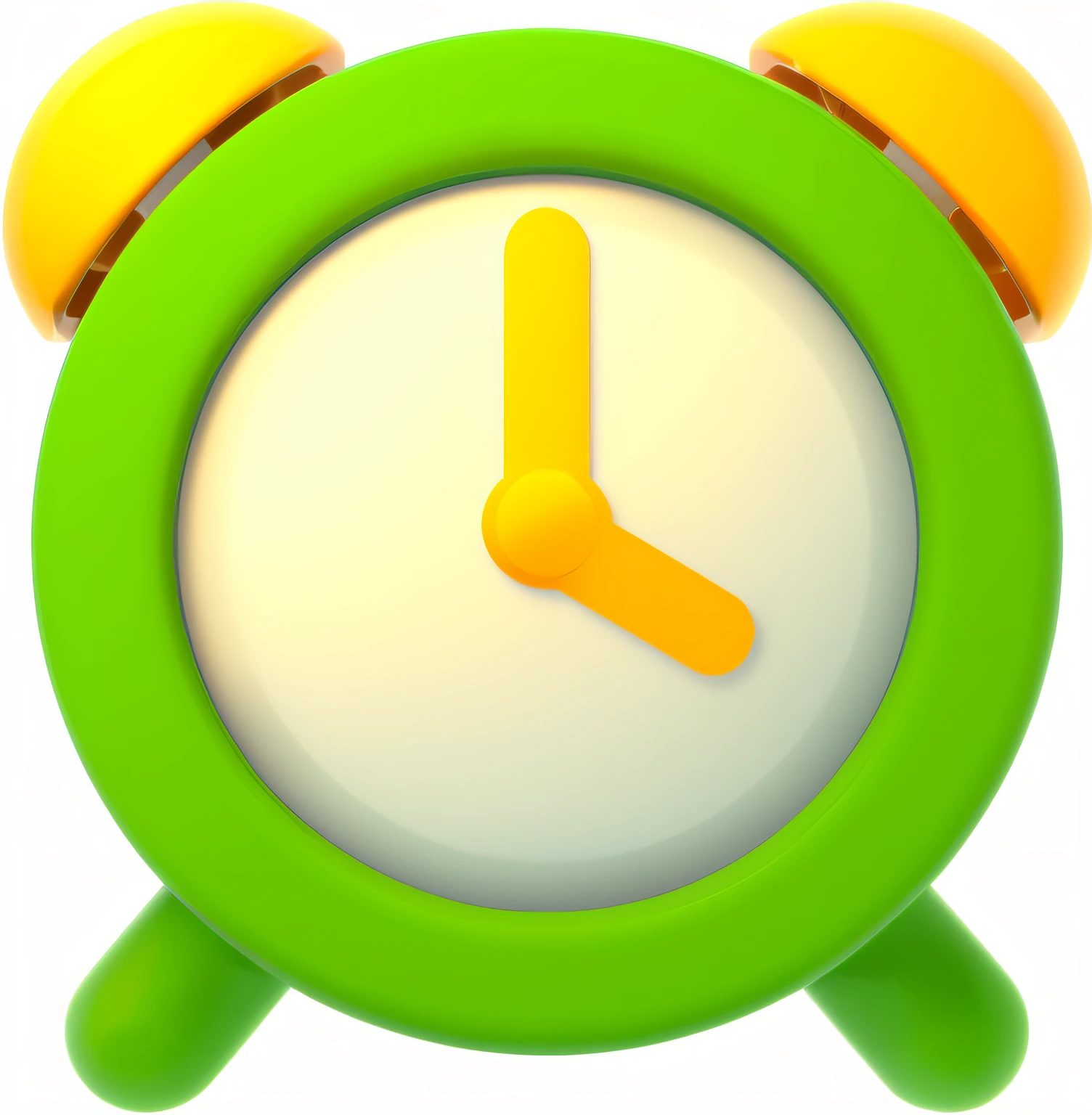 a close up of a green alarm clock with a yellow face, clock, alarm clock, no gradients, clock iconography, its hour come around at last, big!!!!!!!!!!!!, its hour come round at last, noon, clocks, red and green hour, time, clockface, night time, basic, morning hour, nighttime!!, it's night time