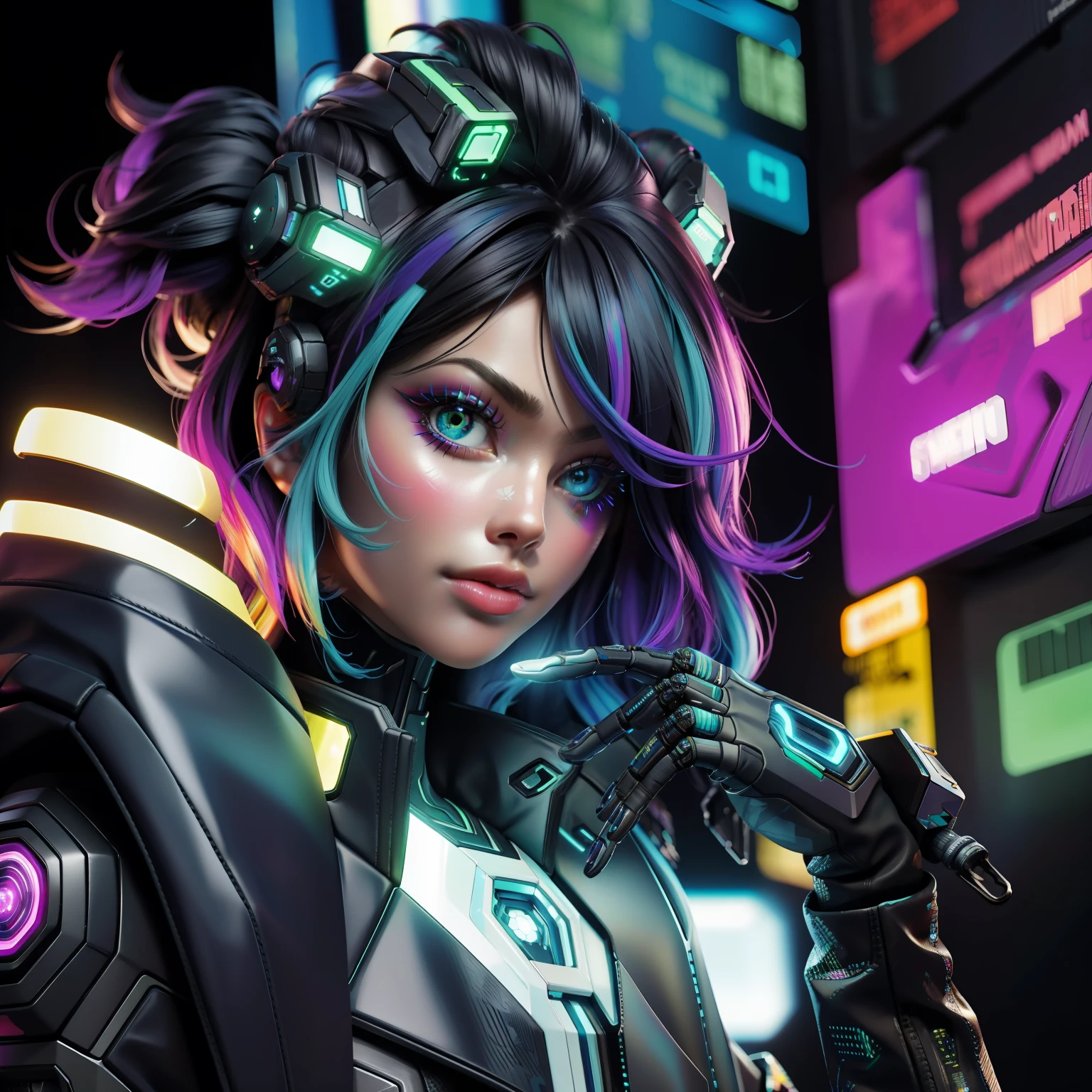 (Future Fashion:1.5, High Quality, Ultra-Detailed, Innovative Style, Futuristic, Design, Cyberpunk:1.3), (Male:1.5), (Inspired by Future Materials), (Metal), (Display Light: 1.2), (Holographic Effects), (Bright Contrasts: 1.1), (Robot Details), (Future Technology), (Surface Glare Effect), (Space View), (Strong Contrast), (Dark Artificial Lighting), (Graffiti), (Maximalism), (Wildstyle), (Close Up Portrait): 1.2)