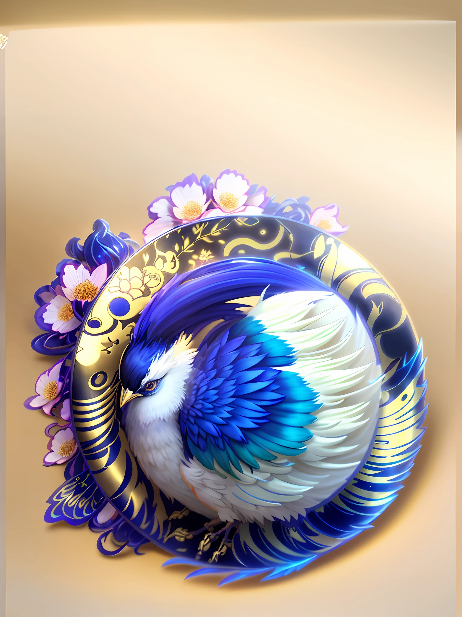 Onmyoji, Onmyoji Detailed Art, Immortal Fantasy, Game Graphics, Popular in CGSTATION, Summer Festival Night, Golden, Ultimate Picture Quality, Delicate, Prosperous, Peacock Tail on the Left, Flowers on the Top