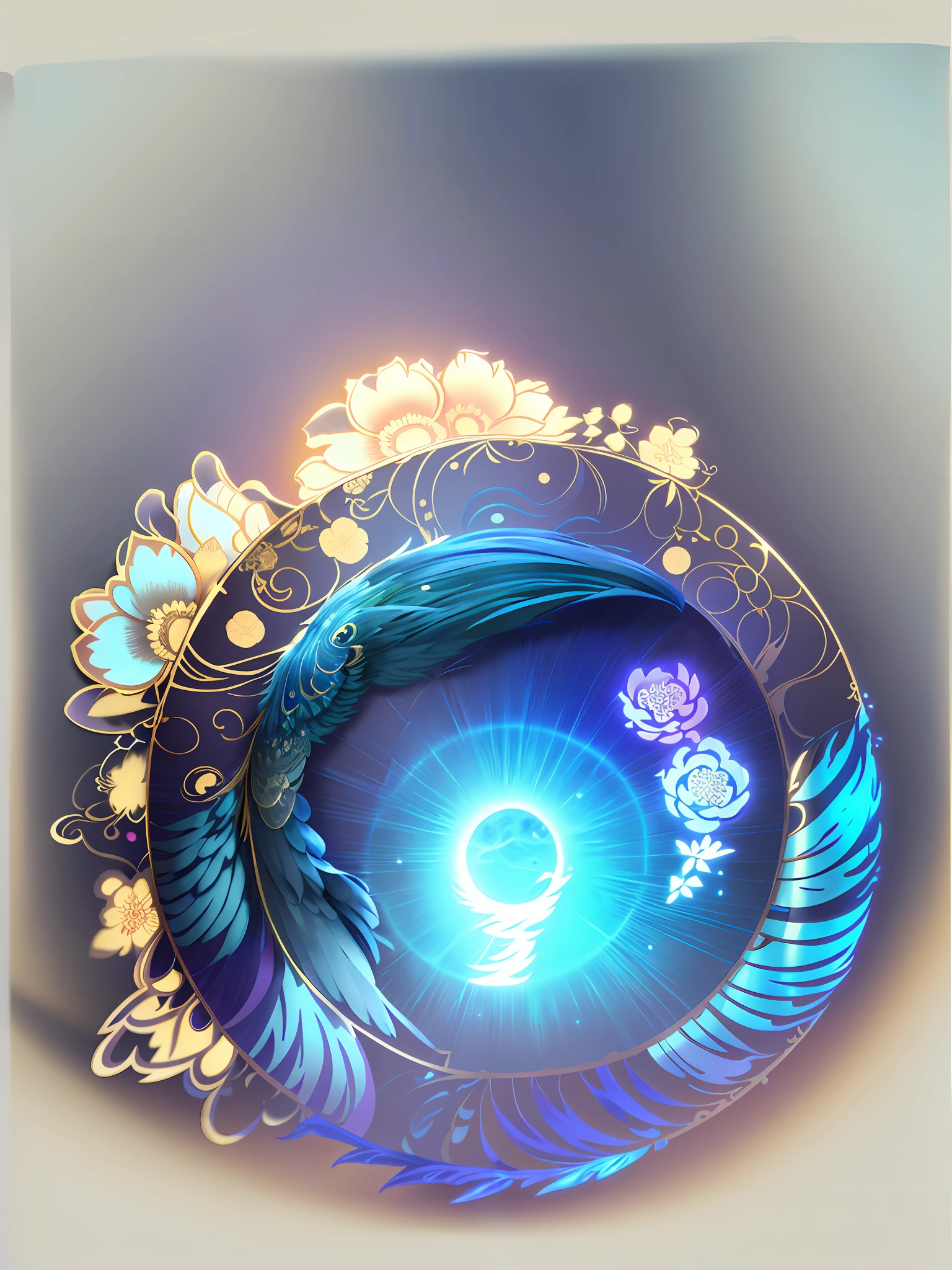 Onmyoji, Onmyoji Detailed Art, Immortal Fantasy, Game Graphics, Popular in CGSTATION, Summer Festival Night, Golden, Ultimate Picture Quality, Delicate, Prosperous, Peacock Tail on the Left, Flowers on the Top