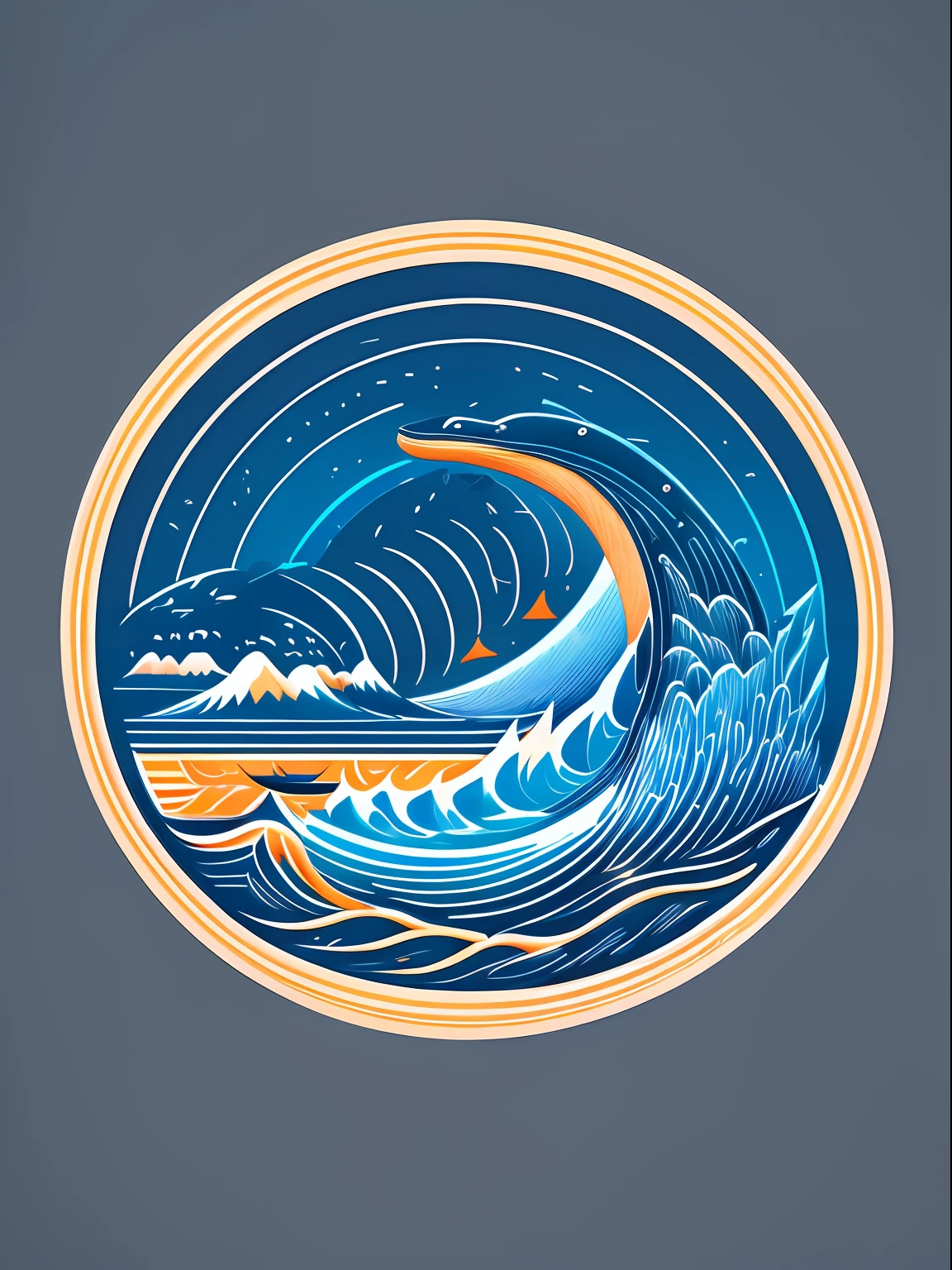 Logo with Harbour Bay Mouth text, Wave Line Art Logo, Black and Dark Blue Background, Bright Blue, Bright Orange, Minimum and Pure — Whale, Simple, Ultra Detailed, Detailed Drawing, Vectorization, Silhouette, 8k. --auto --s2