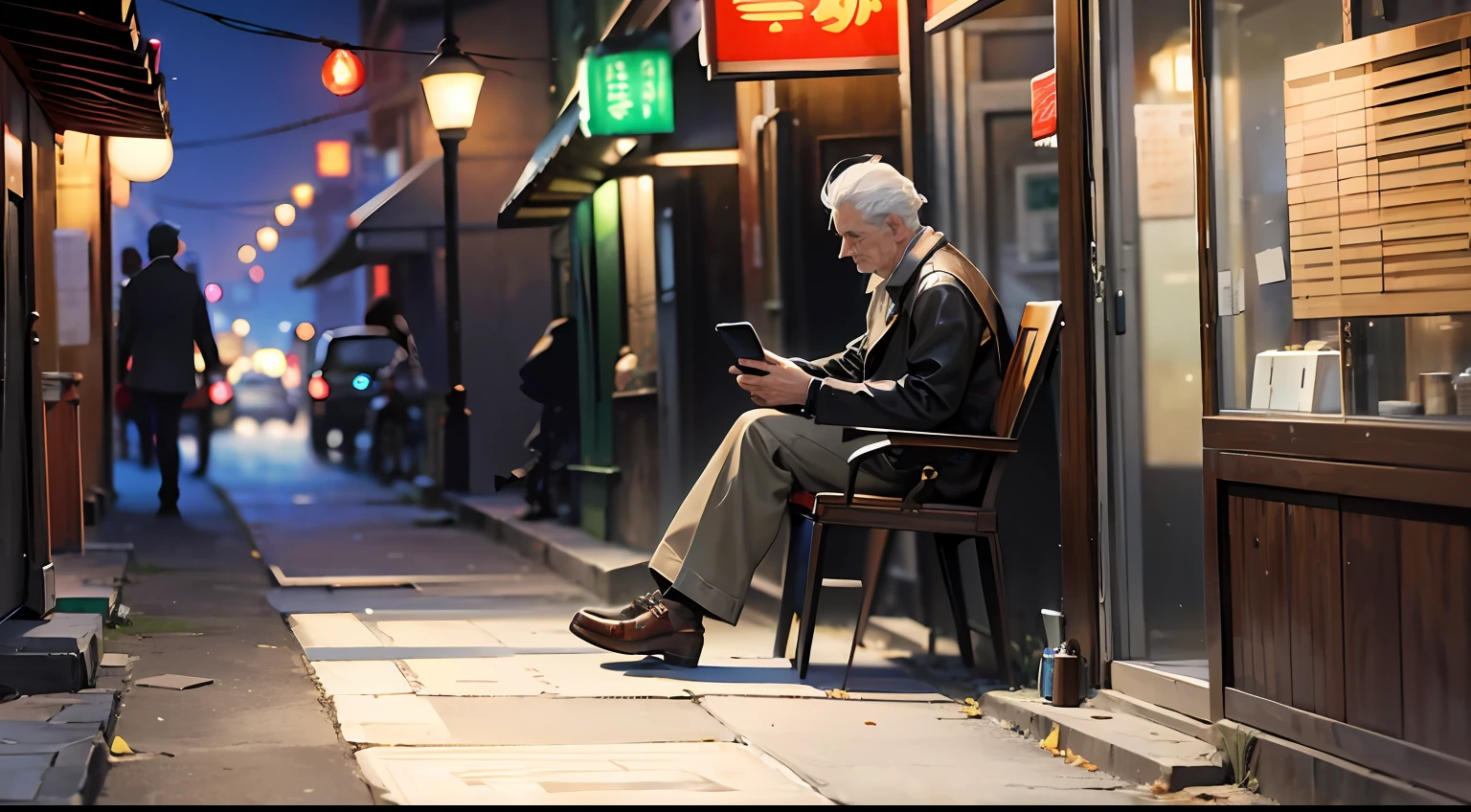 /Imagination Tip: Illustration of a gray-haired old man sitting on a recliner and looking at a mobile phone, Beijing hutong, focus on the old man, green brick house: :3, :5, golden ratio: :3, full-length shot: :10, Unreal Engine: :15, dramatic light: :14, rake light: :11, dramatic::16, surreal::10, neon city::17, steampunk::8, kung fu::5, postmodern photography::2 --seed 25624 --s 500 --q 2 --c 10 -- v 5.1 --auto --s2