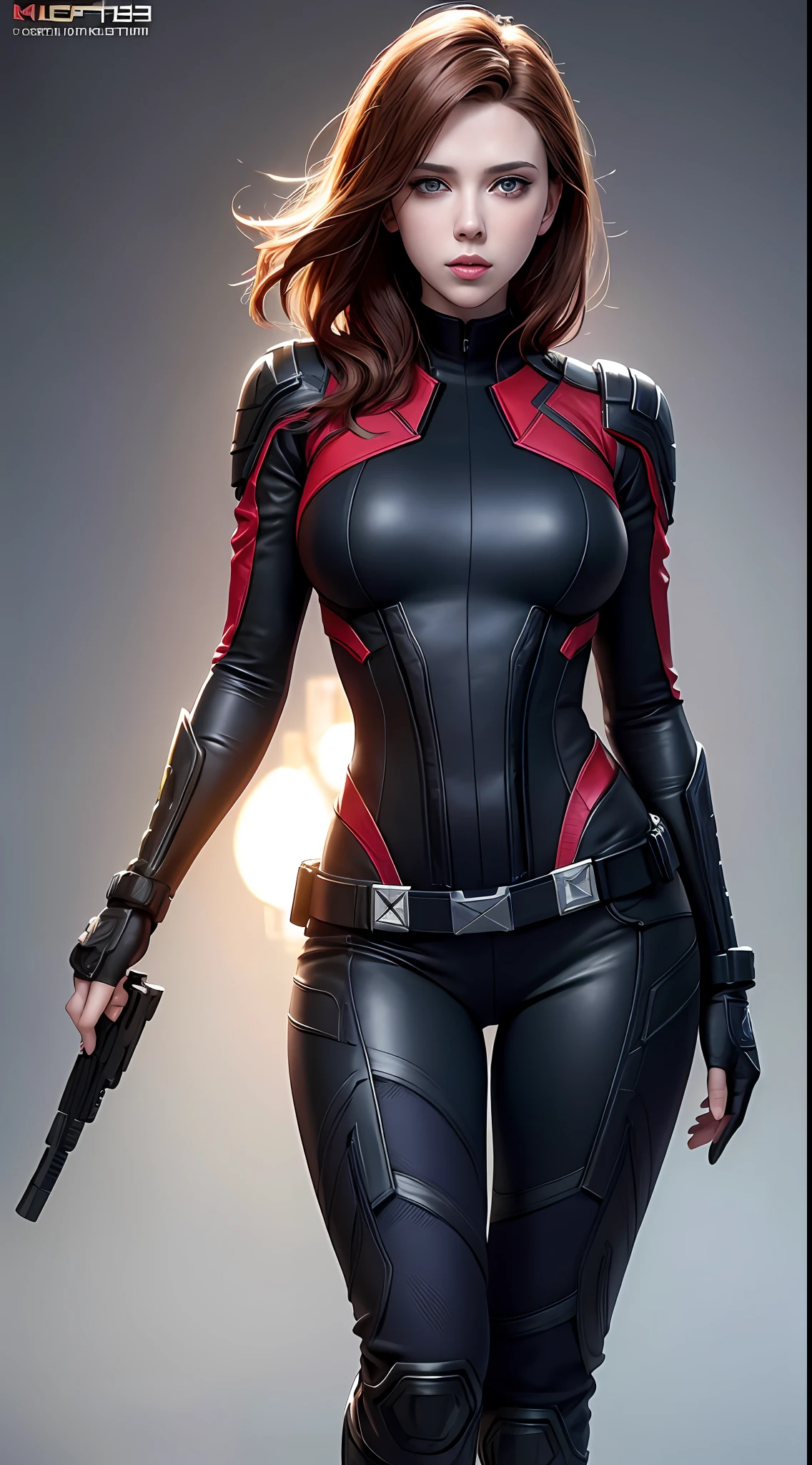 Scarlett Johansson as Natasha Romanoff from the Marvel universe, super detailed, super detailed widow costume, high-quality face study, full body, super quality for competition, (perfect body: 1.1), (short wavy hair: 1.2), whole body, random pose, beautiful pose, (extremely detailed CG 8k wallpaper), (extremely delicate and beautiful), (masterpiece), (best quality: 1.0), (ultra-high resolution: 1.0), beautiful lighting, perfect lighting,  Realistic Shadows, [High Resolution], Detailed Skin, Super Detailed (((colorful))), Digital Art, Metal Gear Solid Concept Art, Full Body Concept Art, High Detail Expert Concept Art, Concept Art Like Ernest Halimov, FPS Game Concept Art, Concept Arts, Craig Mullins Style, Video Game Concept Art, 8k