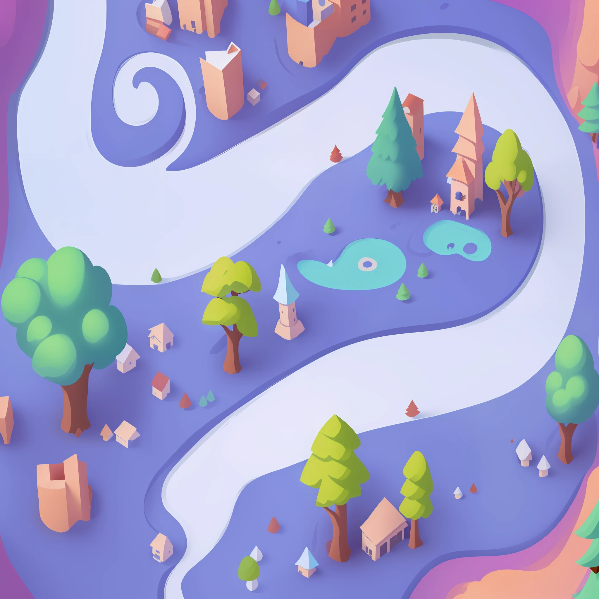 Cartoon map with close up of lots of trees, mobile game background, game map, in-game image, candy forest, stylized background, 2 d game art background, game background, 2d game background, game illustration, mobile game art, stylized game art, fantasy world map, game texture, 2 d game environment design, background artwork, baby bottle, diaper, toy
