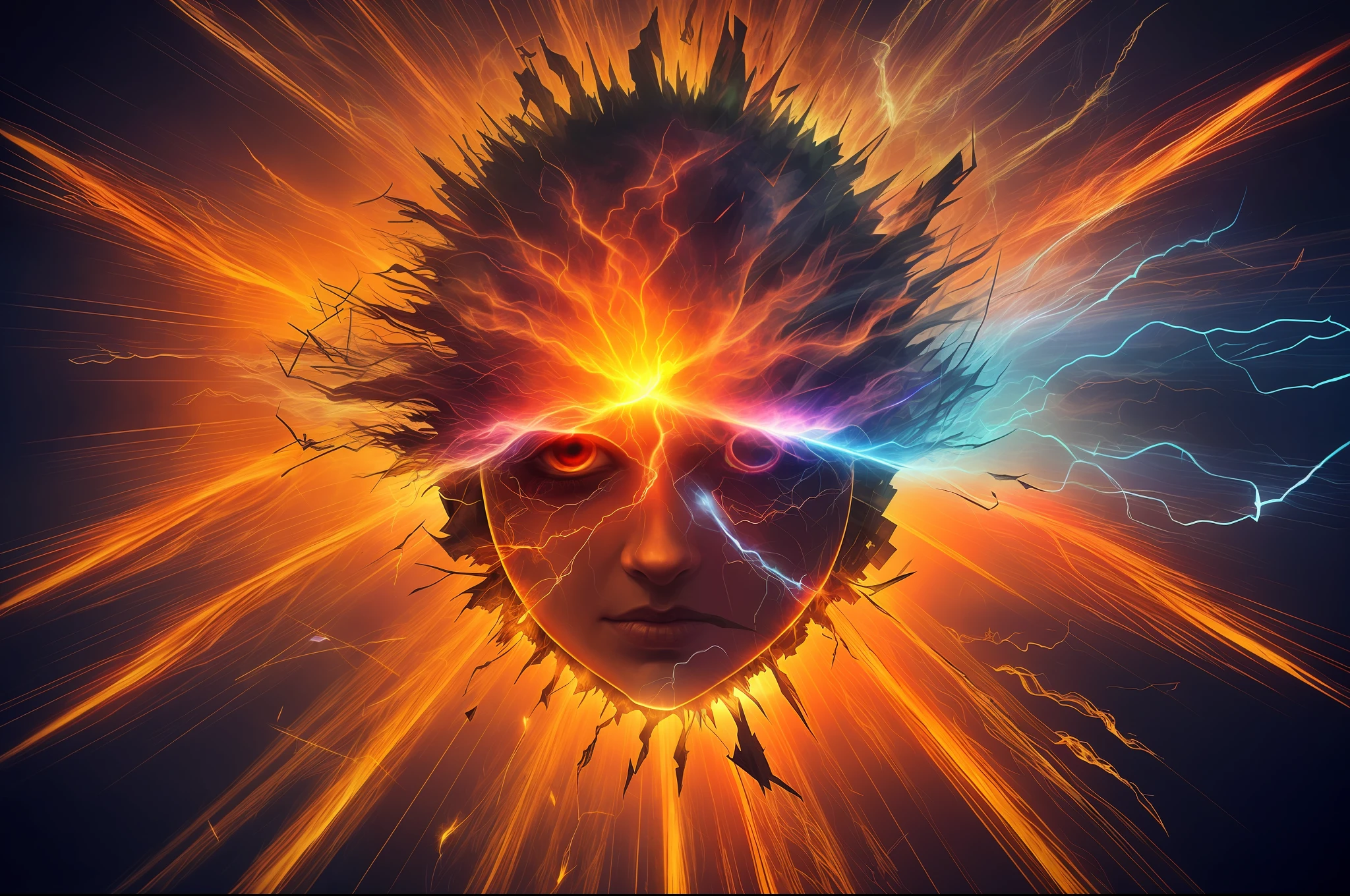 Bright rays of chaos
Generated by subconsciousness
Retribution by own thoughts
Twisting the mind into fits
Fueled with pains unveiled
Burning with contamination
Set afire by disowned self-lies
They penetrate the eyes