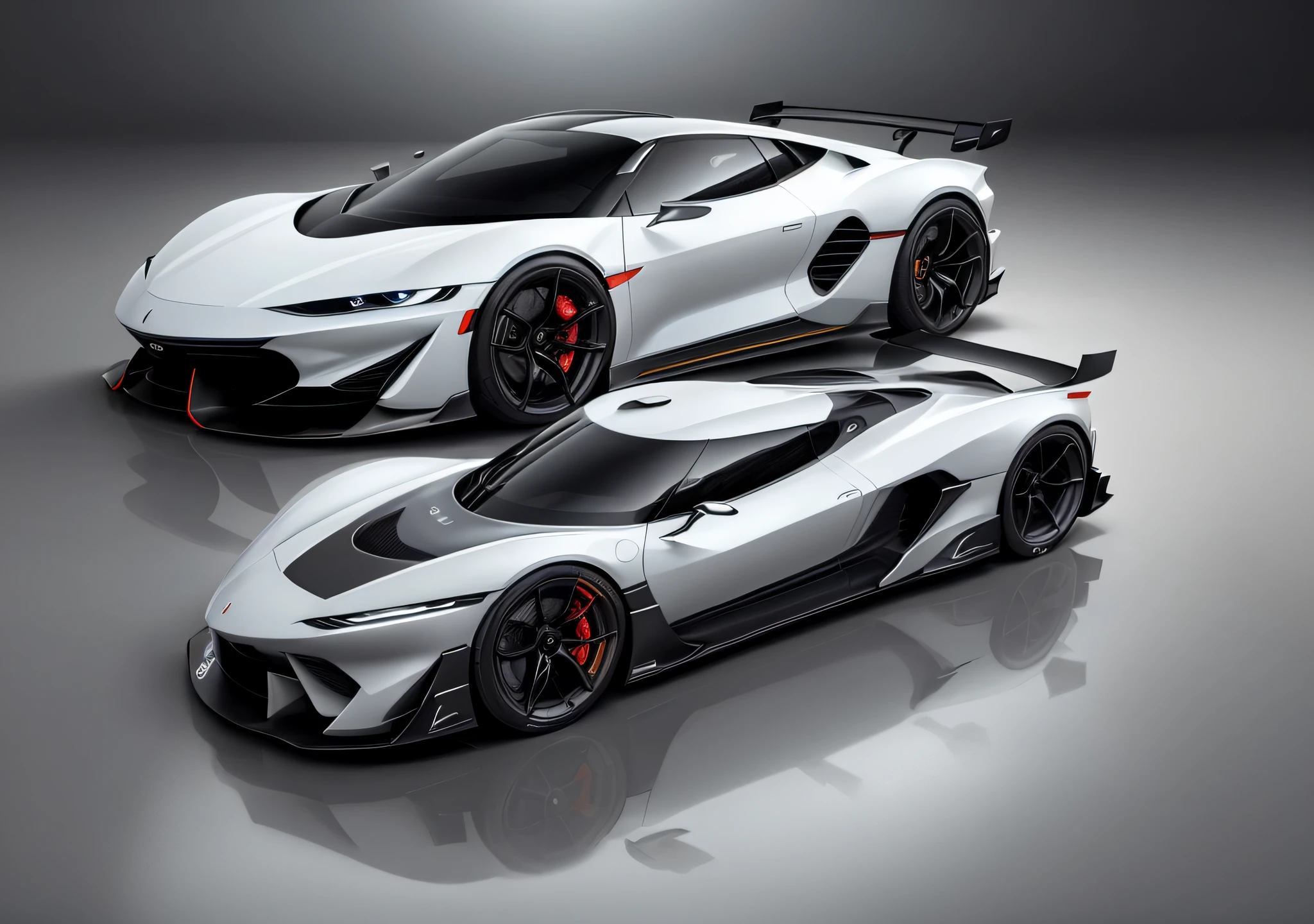 CONCEPT SPORTS CAR. THE DESIGN IS A BIT LIKE PININFARINA BATTISTA. ONE FULL SHOT BODY. Only one car. Not two cars. Same two headlights. WITHOUT EMBLEM. The left and right headlights are the same shape. without overlapped body.