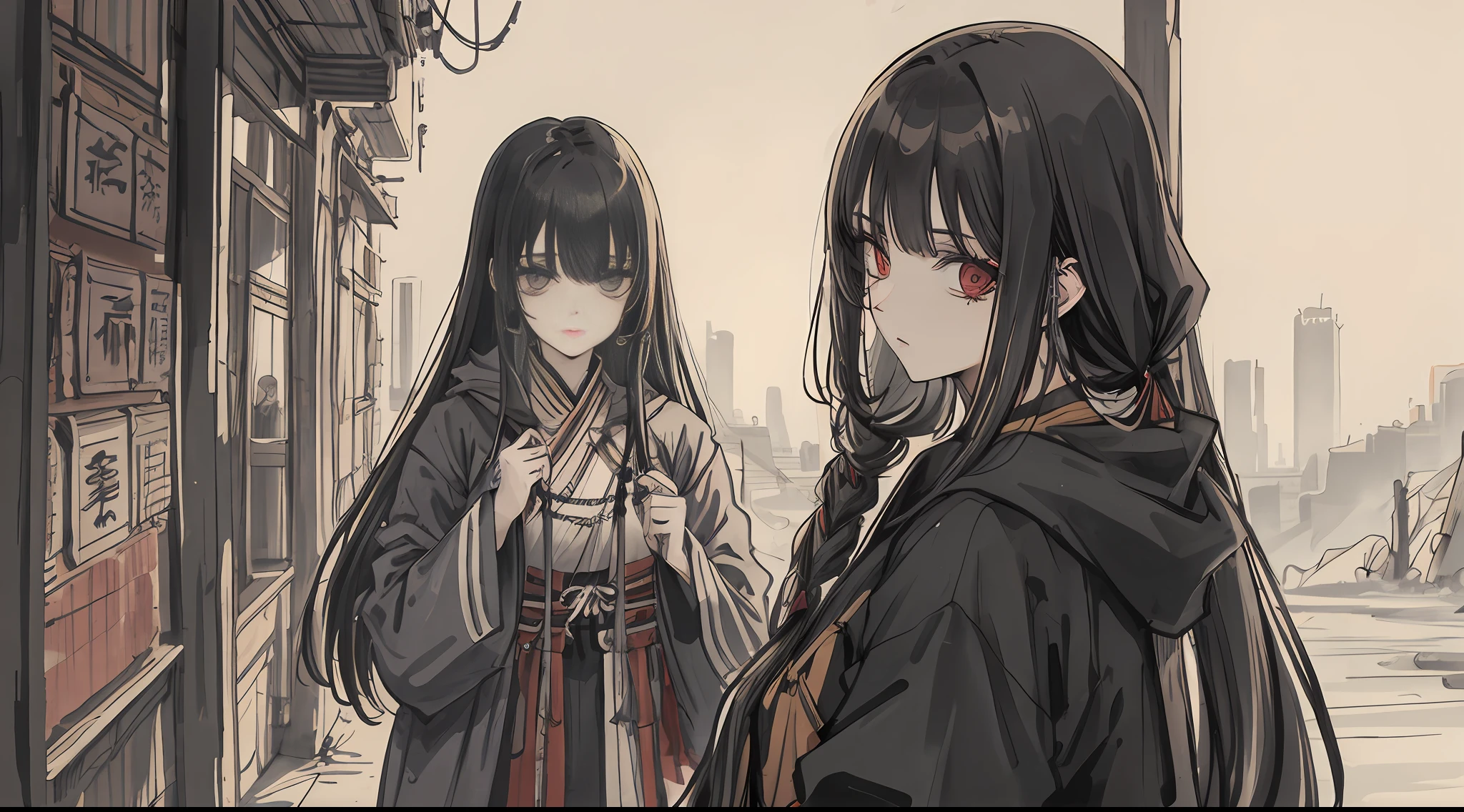 cyberpunk woman wearnng ancient pagan slavic rus clothes mixed with nu-goth aesthetic. portrait, detailed face