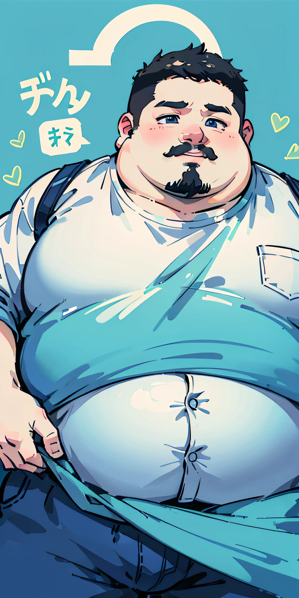 Sad fat man obesity figure. Fat man cartoon vector illustration, high quality, high quality. Clear and true colors and nature background