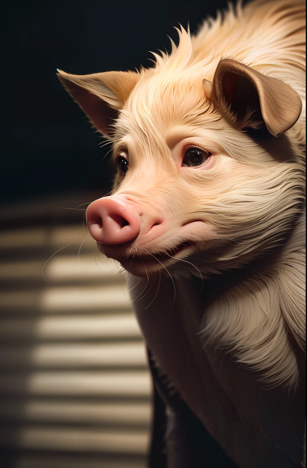 pig, loneliness, subway, detail, hair, moe, crazy eyes, glaring, fox ears, frustration, panic, surrealism, verism, chiaroscuro, ray tracing, film grain, fujifilm, depth of field, frame, letterbox, wide angle, close up, f/1.8, fujifilm, ultra wide angle, uhd, textured skin, super detail, 4K