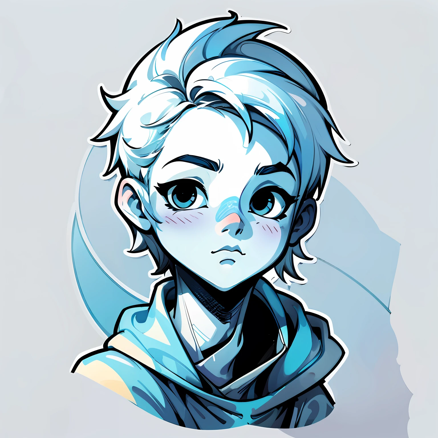 boy portrait vector effect flat white background blue line monochrome avatar cute illustration style minimalist line thick line --auto --s2