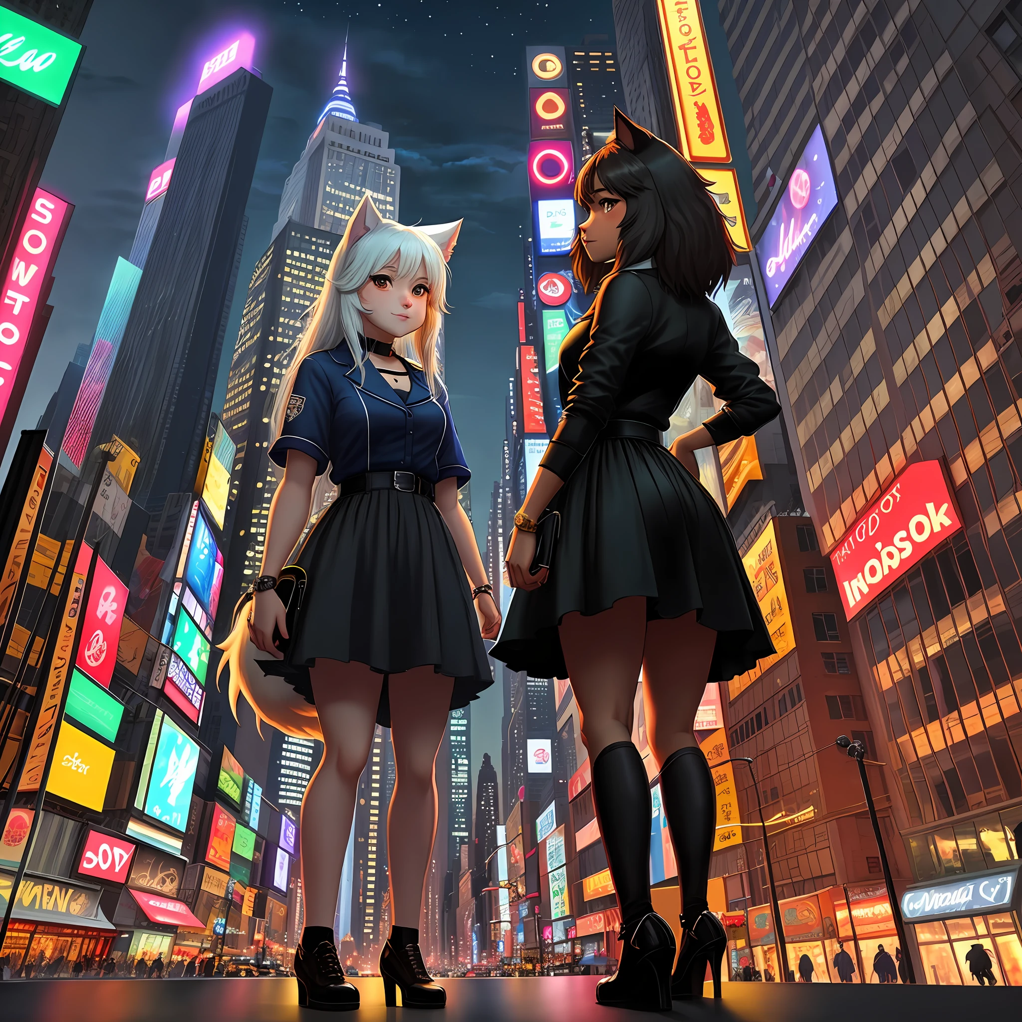 New York Night View Dog Anime
