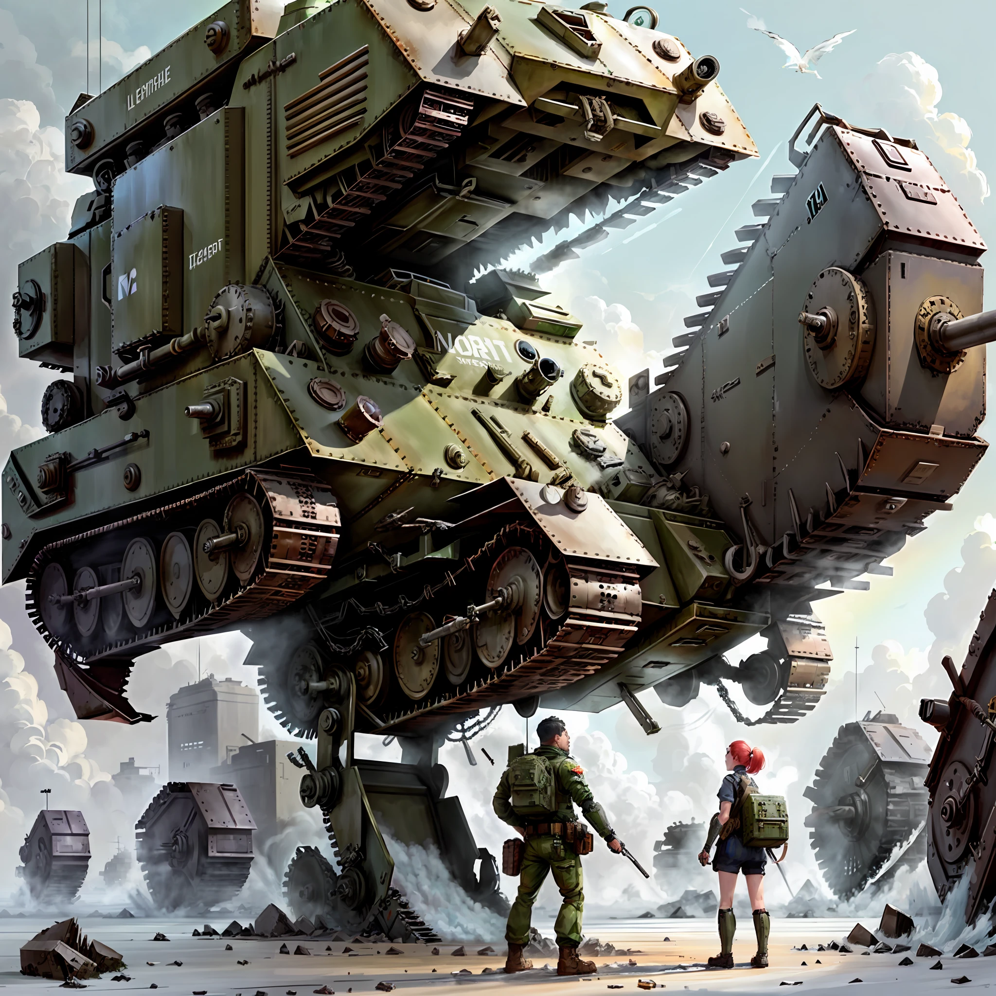 Monstrous refrigerator eating a war tank