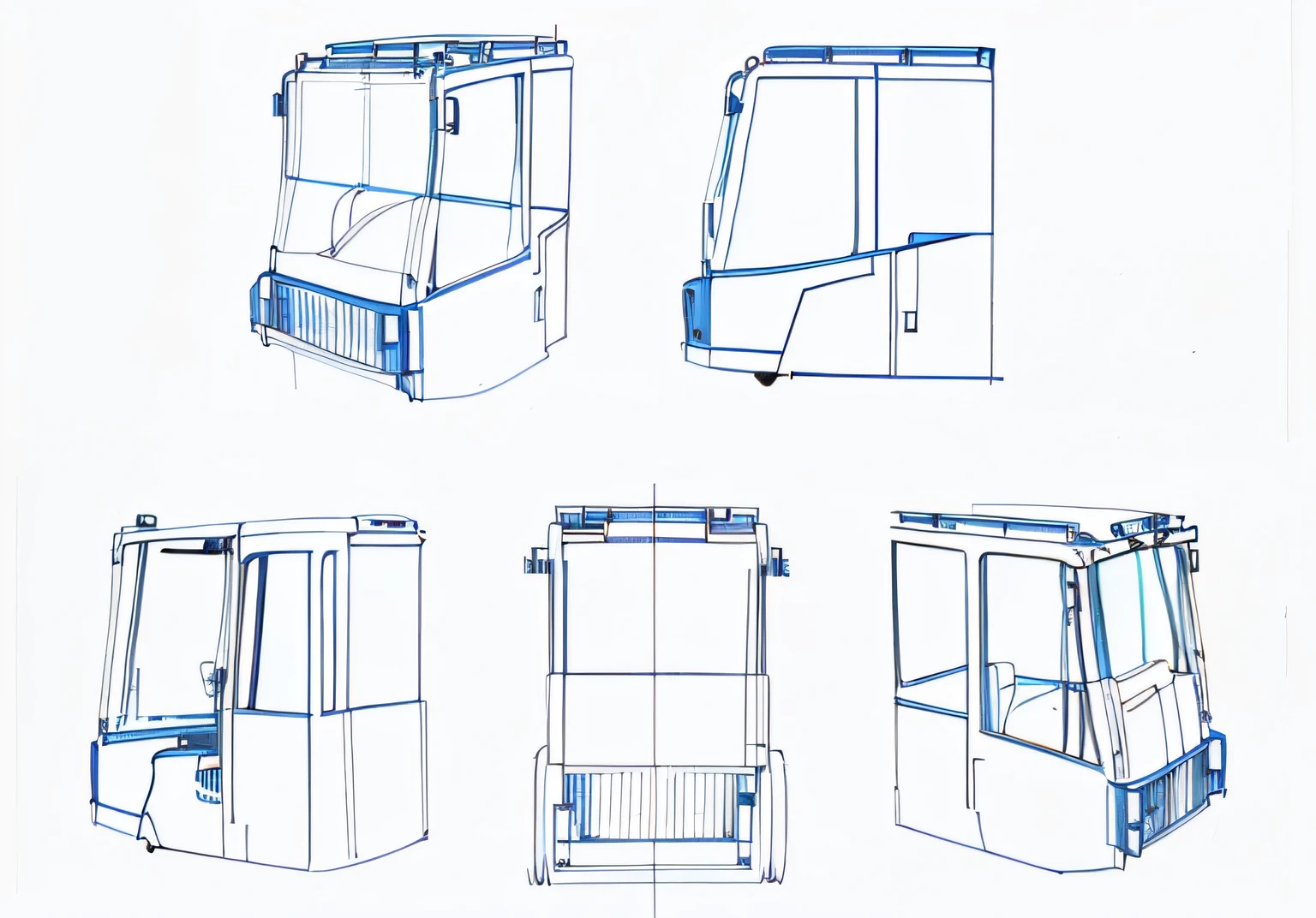 Sketch of industrial product design, hand drawn, front orthogonal, front and rear view, plain white background, hand drawn line drawing, vehicle illustration, relax, white background, hand drawn