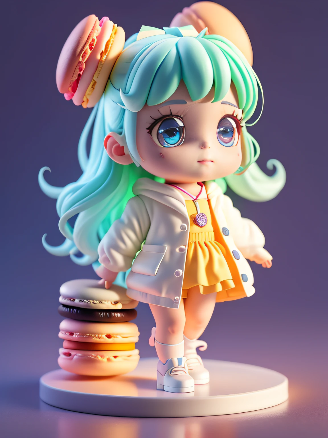 Official Art, Unified 8k Wallpaper, Ultra Detailed, Beautiful and Aesthetic, Masterpiece, Best Quality, Oversized Wallpaper, Detailed Plastic Material, (Same Character, Front, Side,)) Best Quality, (Very Detailed Model), (Best Quality), Octane Rendering, Ray Tracing, Very Detailed, 3D Toys, Exaggerated Giant Long Hair, (Cute Candy Little Girl Riding a White Pony), Full Body 3D Drawing, 1pcs, Good Looking Eyes, Big Eyes, Cute Happy, C4D, Pop Matt Blind Box, macaron hue, glowing bubbles, toy, solid color background, chibi, fluorescent translucency, luminescence, kawaii, doll, (((scientist, white lab coat))), reference table, pop mart blind box, pixar, intricate detail, close-up, 3d, super detailed, generate front view, side view, half side view triple view, borderless, c4d, octane rendering, blender, hd, full body, (macarons, candy, toys, colorful backgrounds, Super detailed background)