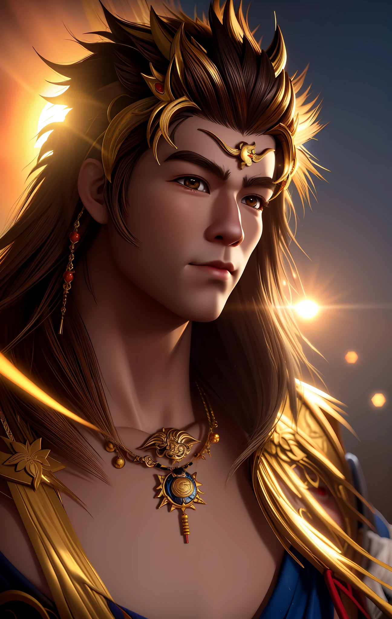 ((songoku)), little, baby, beautiful, fantasy art, devian art, trending artstation, digital art, detailed, realistic, humanoide, character, tiny,cinematic shot,cinematic portrait of Sun WuKong, cute character as a Sun WuKong,