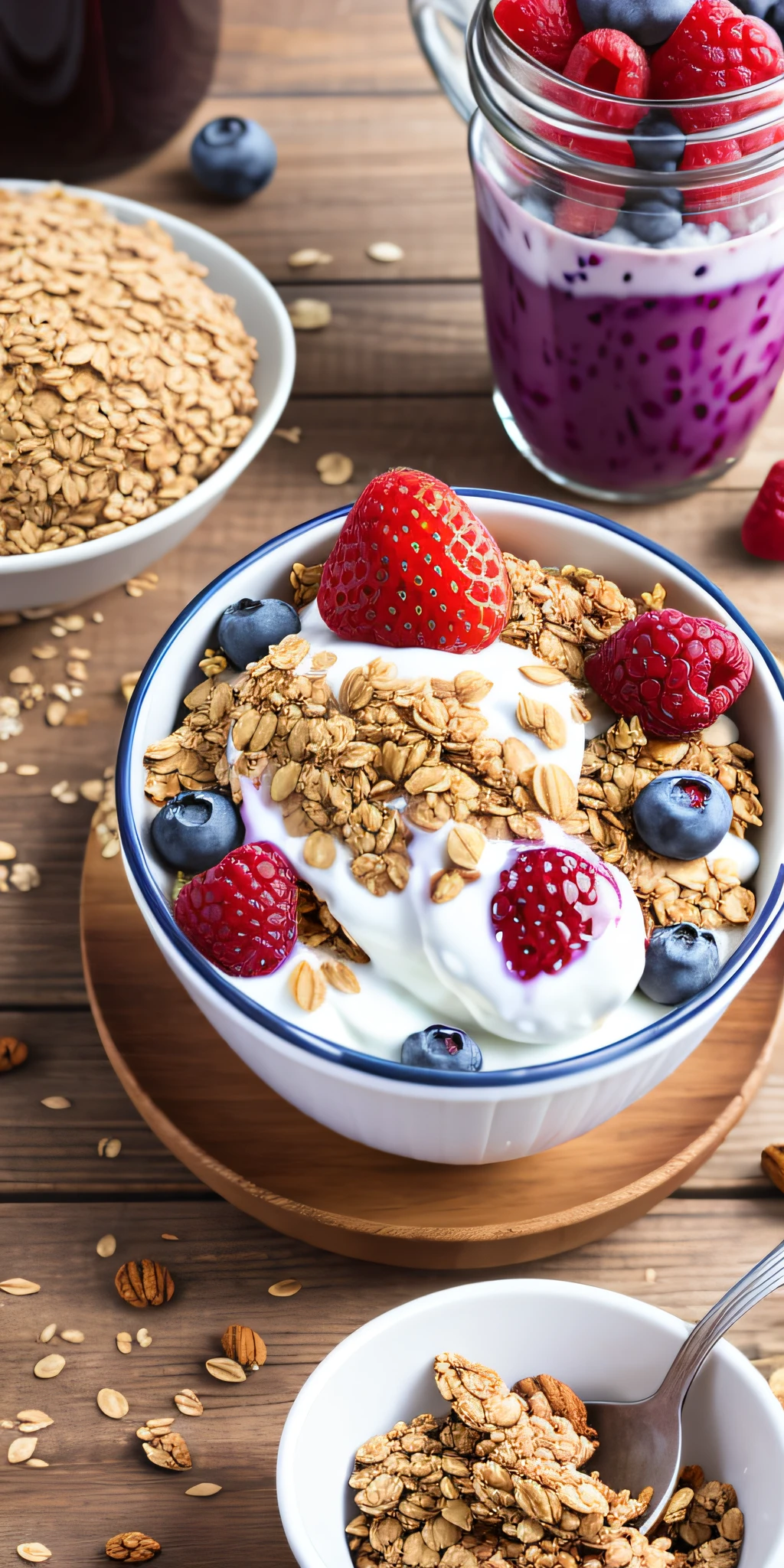 healthy breakfast. Granola and berry yogurt