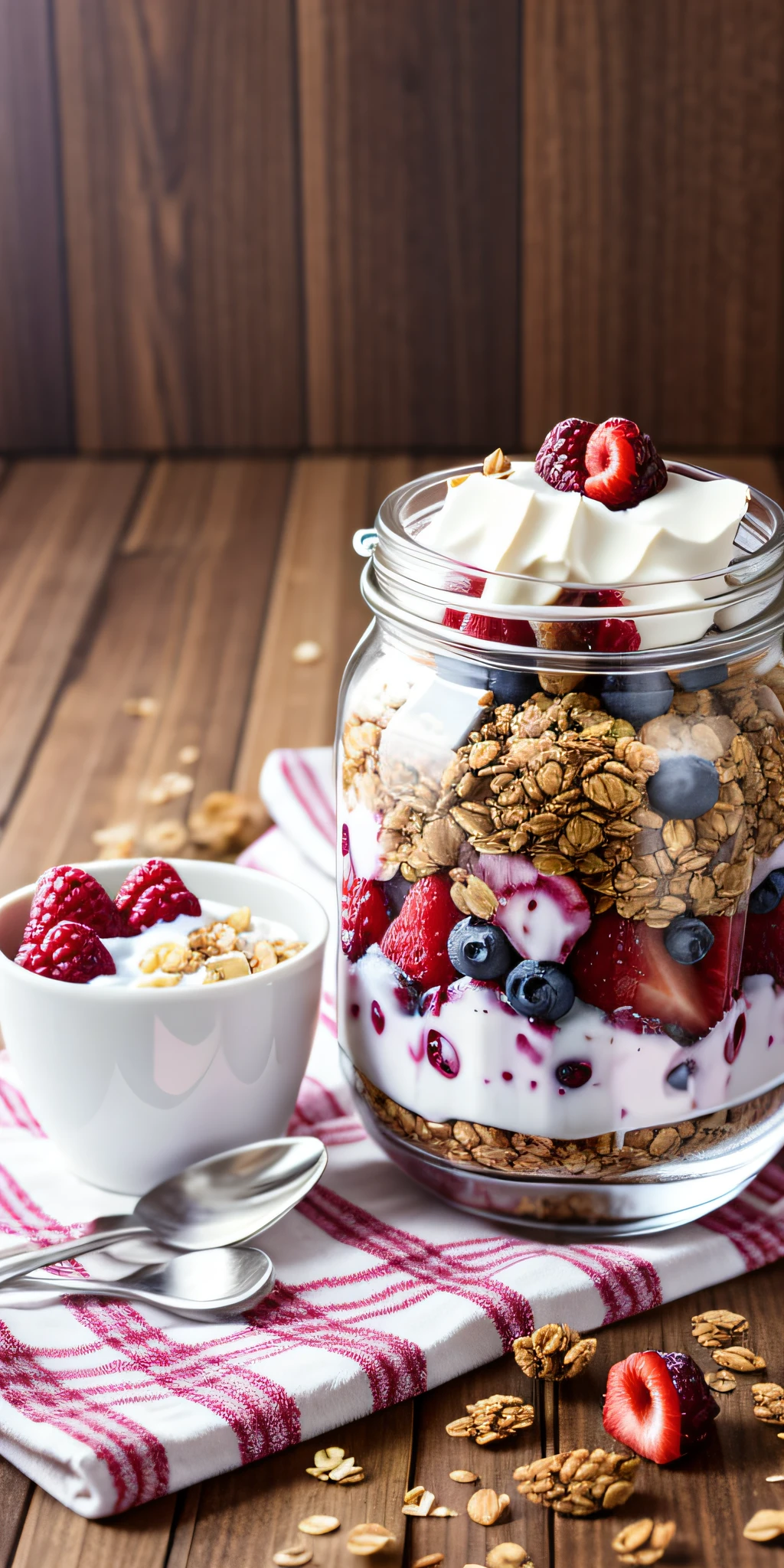 healthy breakfast. Granola and berry yogurt