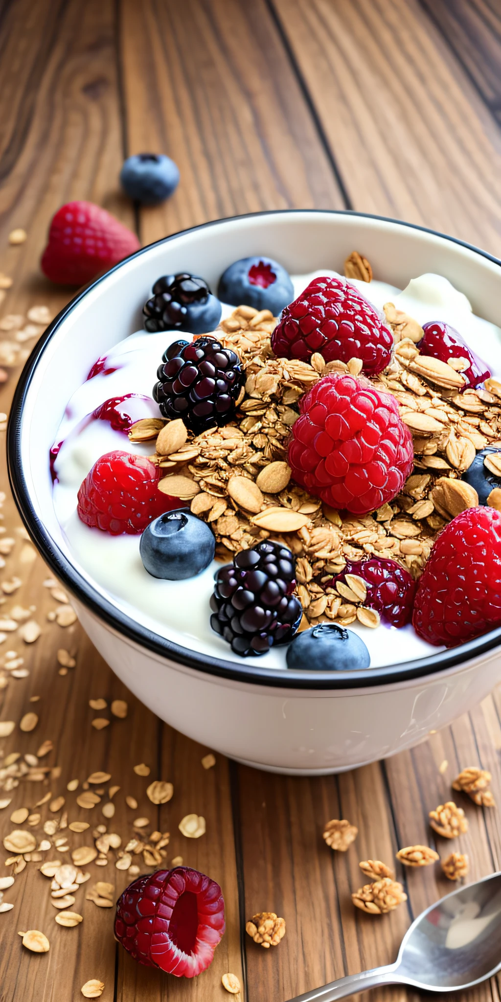 healthy breakfast. Granola and berry yogurt