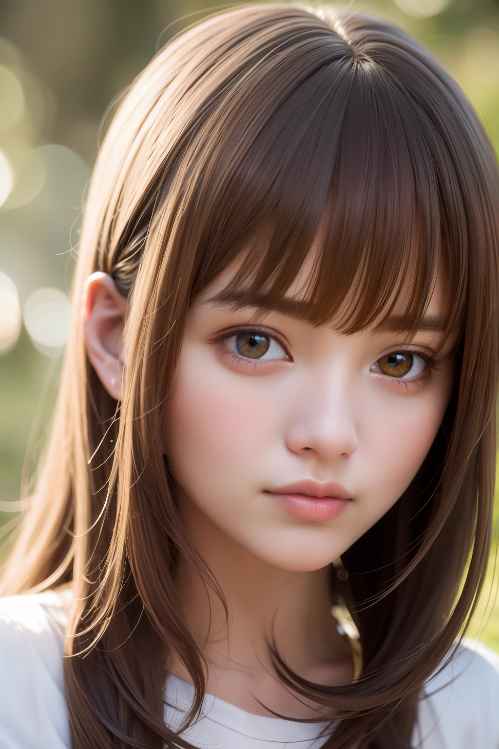 best quality, masterpiece, (realistic:1.2), 1 girl, brown hair, brown eyes,Front, detailed face, beautiful eyes