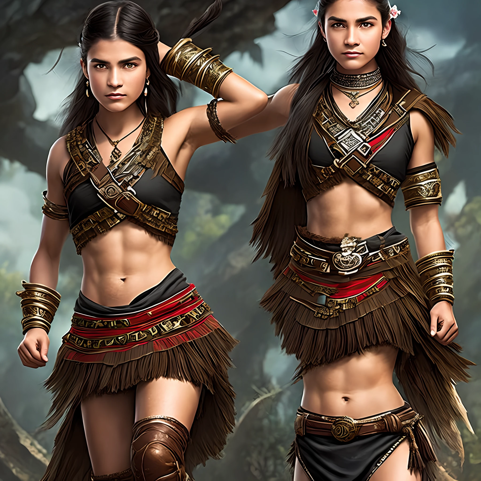 Woman, Victorian, fighter, Aztec, bow and flex, mystic, dark hair, short, thin, 18 years old, brown, brown eyes, amazon.