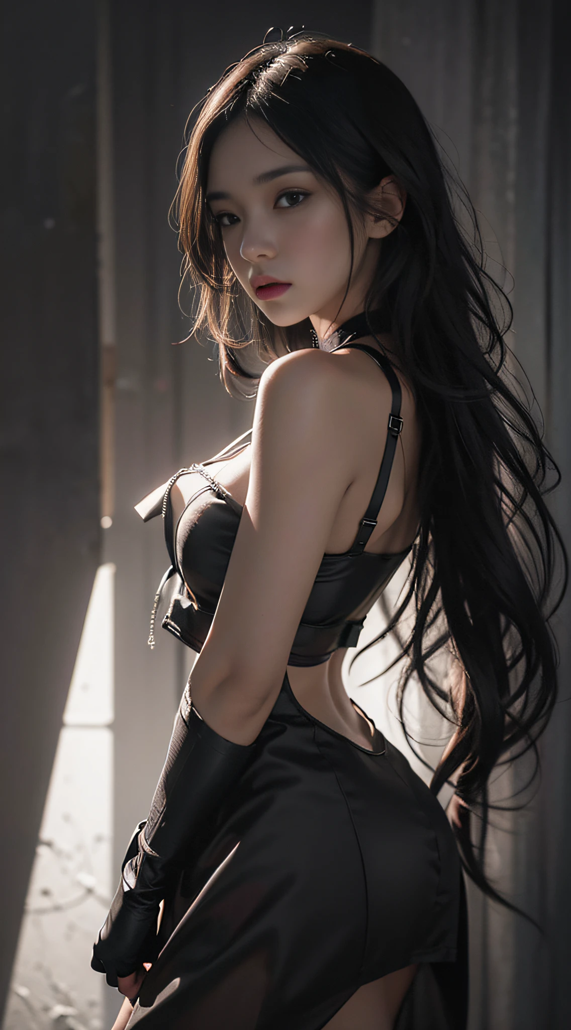 young beautiful girl, ultra detailed, official art, unity 8k wallpaper,chiaroscuro, (high contrast):1.2, dramatic shadows, bold highlights, moody atmosphere, captivating intensity, expressive brushwork