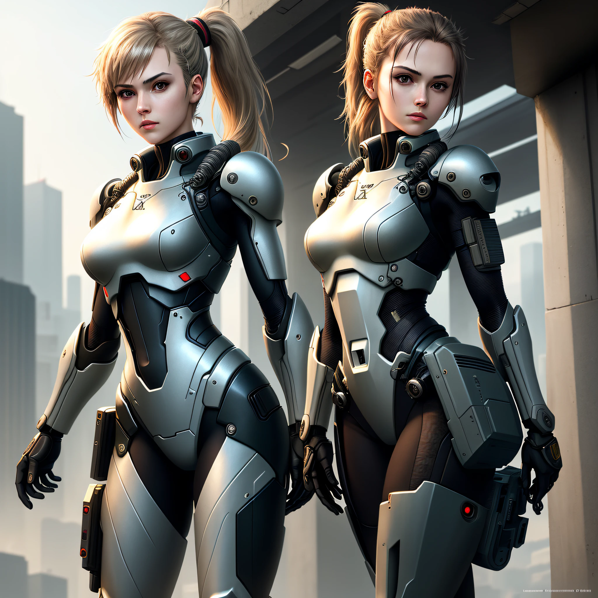 masterpiece,best quality,1girl,medium breasts,((album cover)), light on face,slim body,exoskeleton, metal gear,cyberpunk style,ponytail,gundam