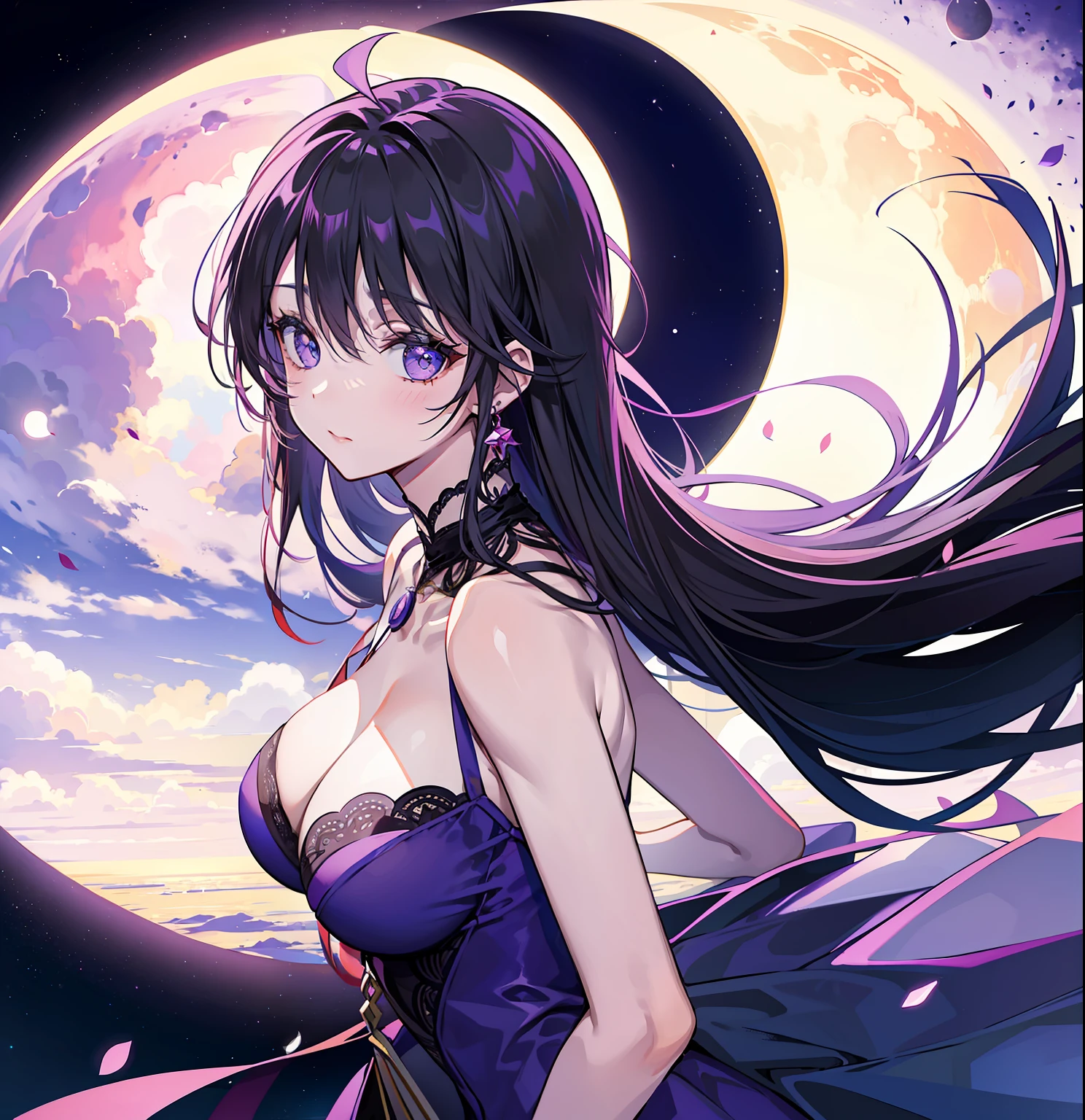 Irmntro people, portrait of irmntro people, wearing sexy purple lingerine, Victoria's Secret, big, perfect, moon