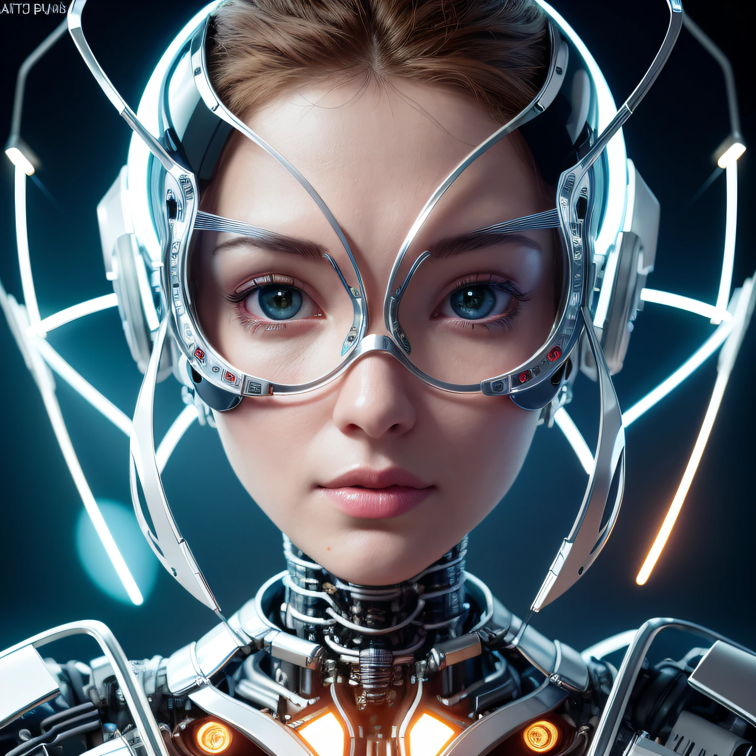 complex 3d render ultra detailed of a beautiful porcelain profile woman android face, cyborg, , full body,robotic parts, 70 mm, beautiful studio soft light, rim light, vibrant details, luxurious cyberpunk, lace, hyperrealistic, anatomical, facial muscles, cable electric wires, microchip, elegant, beautiful background, octane render, H. R. Giger style, 8k, best quality, masterpiece, illustration, an extremely delicate and beautiful, extremely detailed ,CG ,unity ,wallpaper, (realistic, photo-realistic:1.37),Amazing, finely detail, masterpiece,best quality,official art, extremely detailed CG unity 8k wallpaper, absurdres, incredibly absurdres, robot, silver halmet, sitting.,
