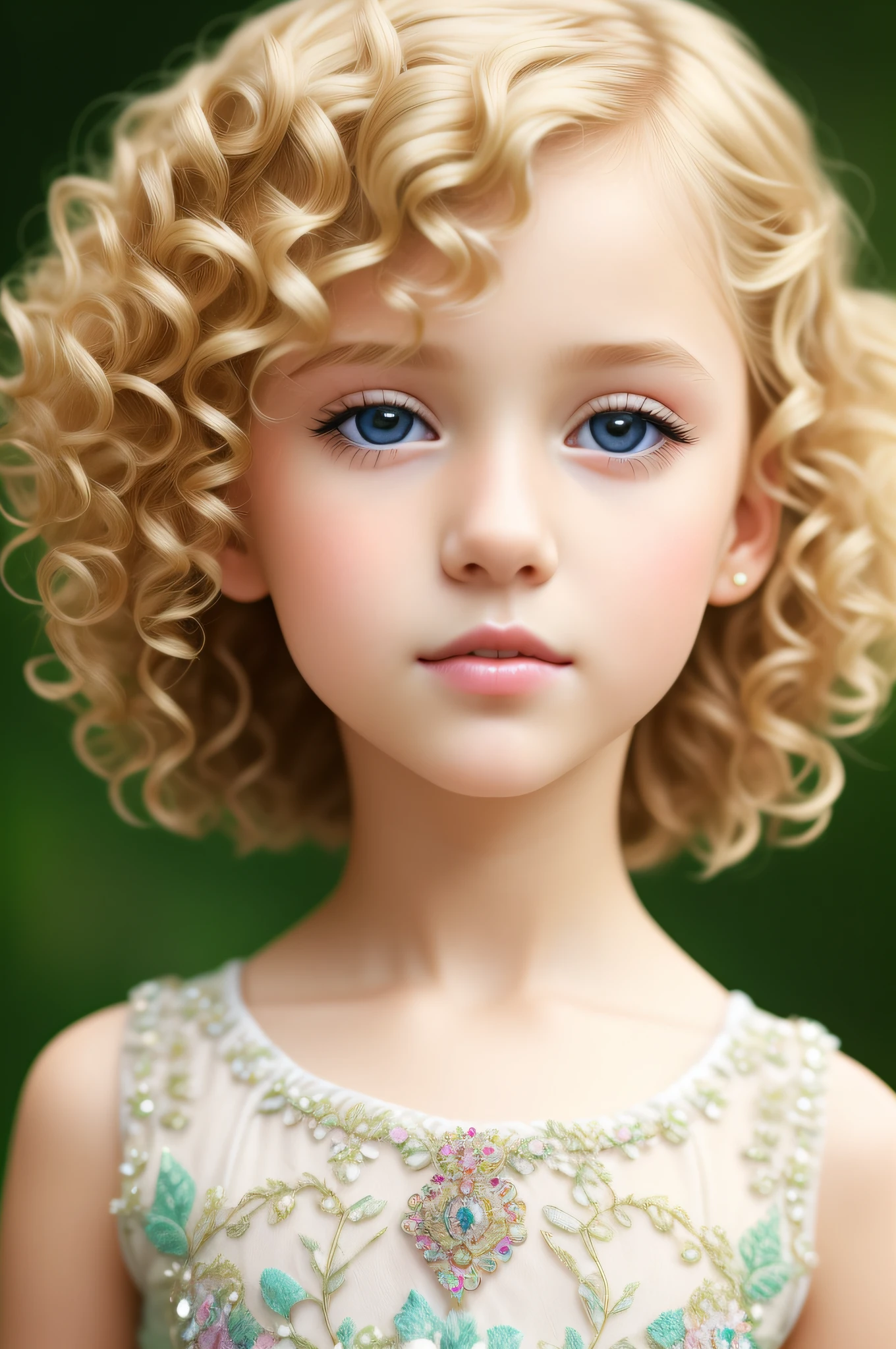 fashionista, close-up, short blonde curly hair girl, cinematography, worked, elegant, meticulous, magnificent, maximum detail, extremely hyperaesthetic, intricately detailed.