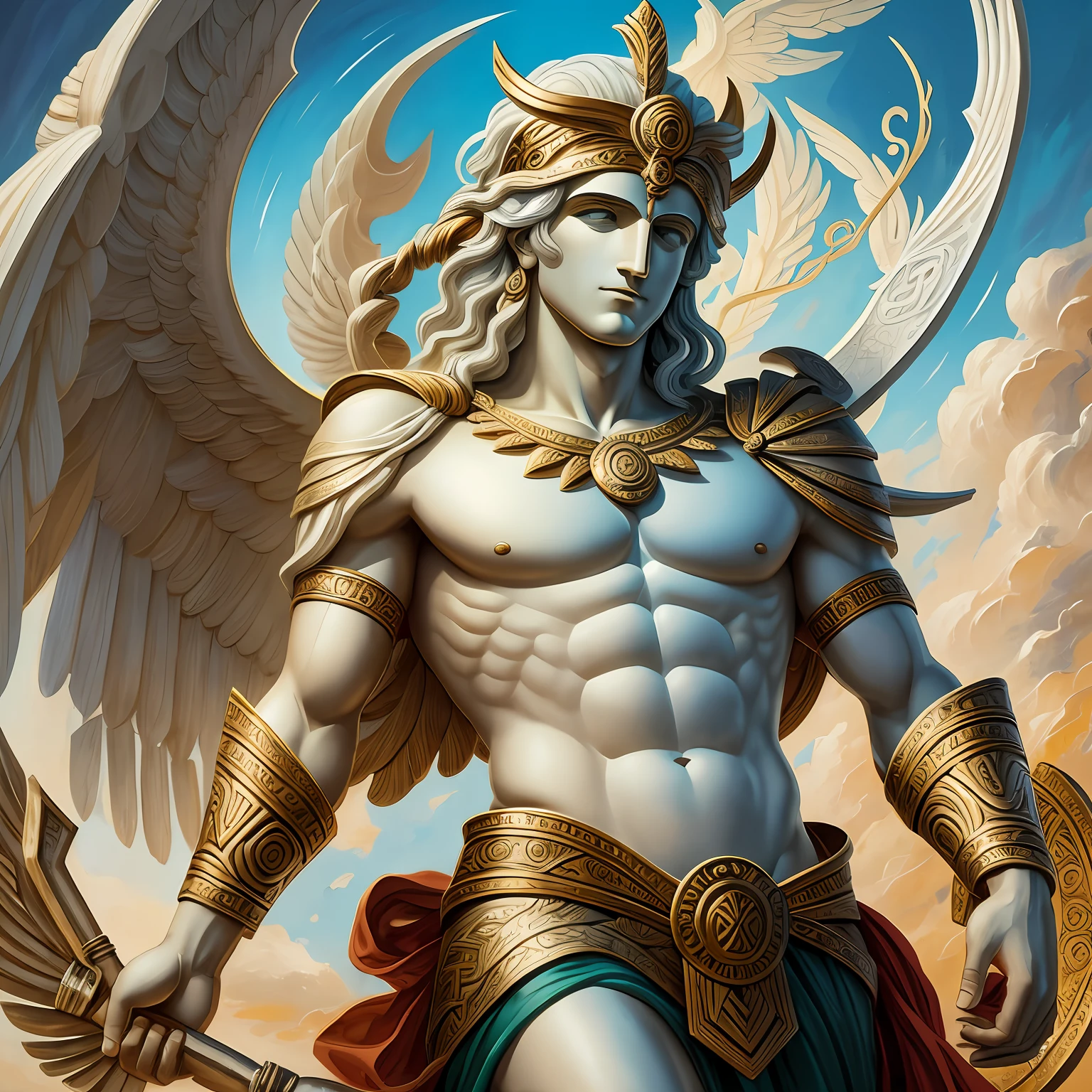 Greek mythological figures, wind god Elos, oil painting texture, messenger --auto --s2