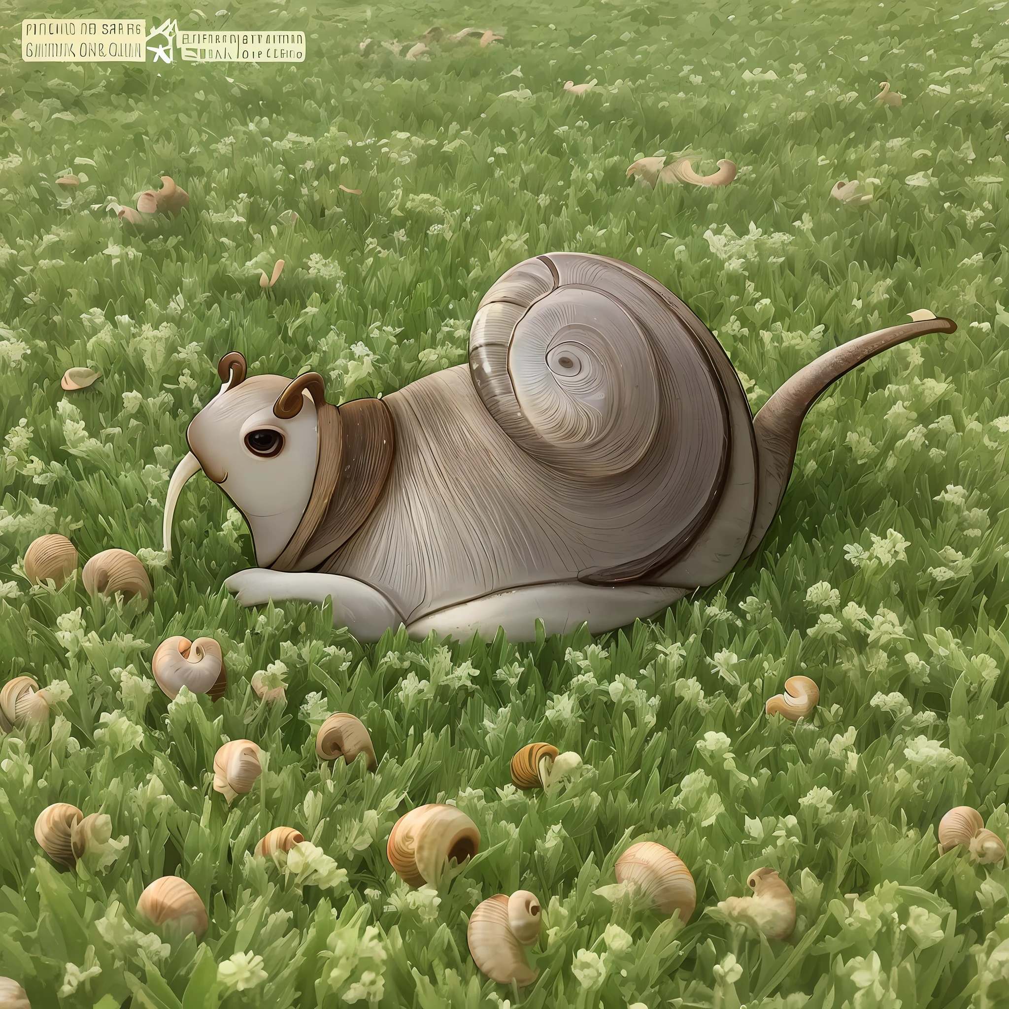 Snail powder, logo production, concise, field snail, woman,