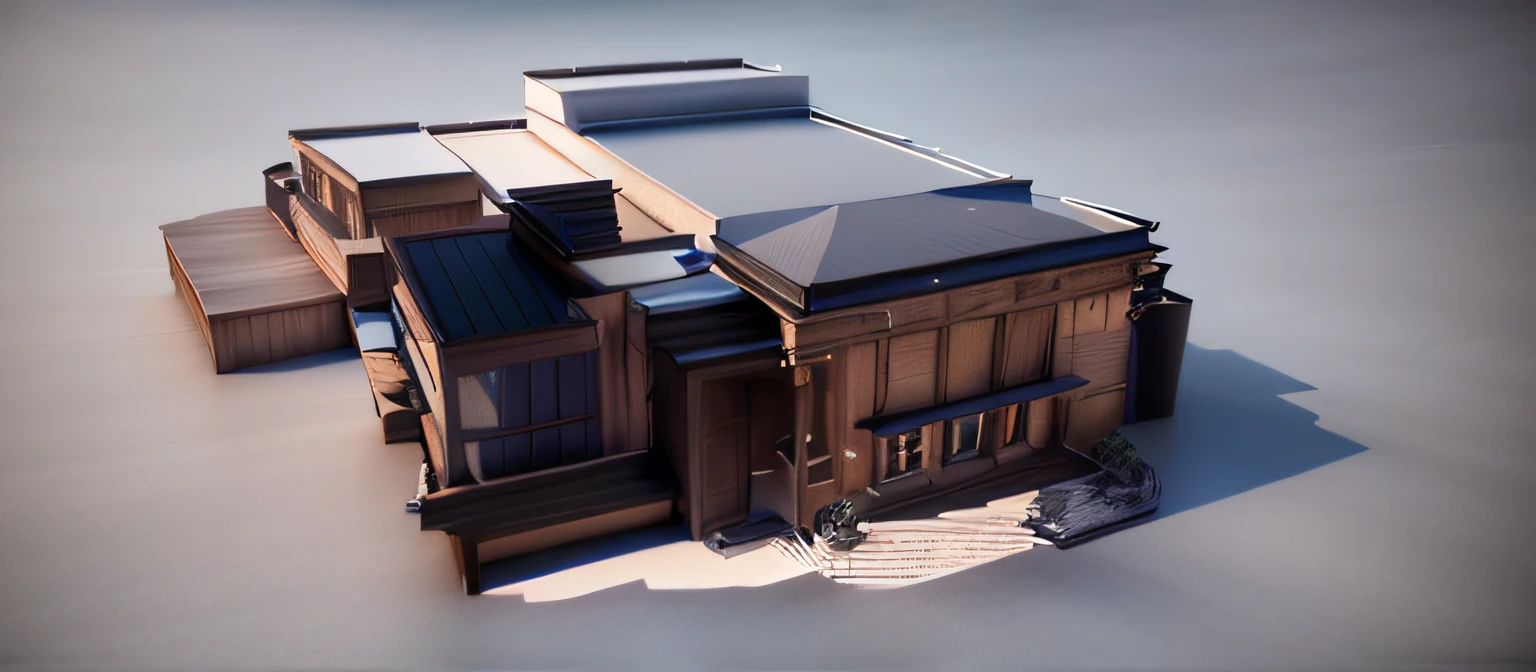 a rendering of a building with a roof and a staircase, digital model, perspective view, rendered 3d model, detailed model, vue 3d render, 3d rendered model, front-view, modeled in 3 d, 3 / 4 view, 3/4 view, detail render, detailed rendering, sketch - up, mid-view, 3d rendered