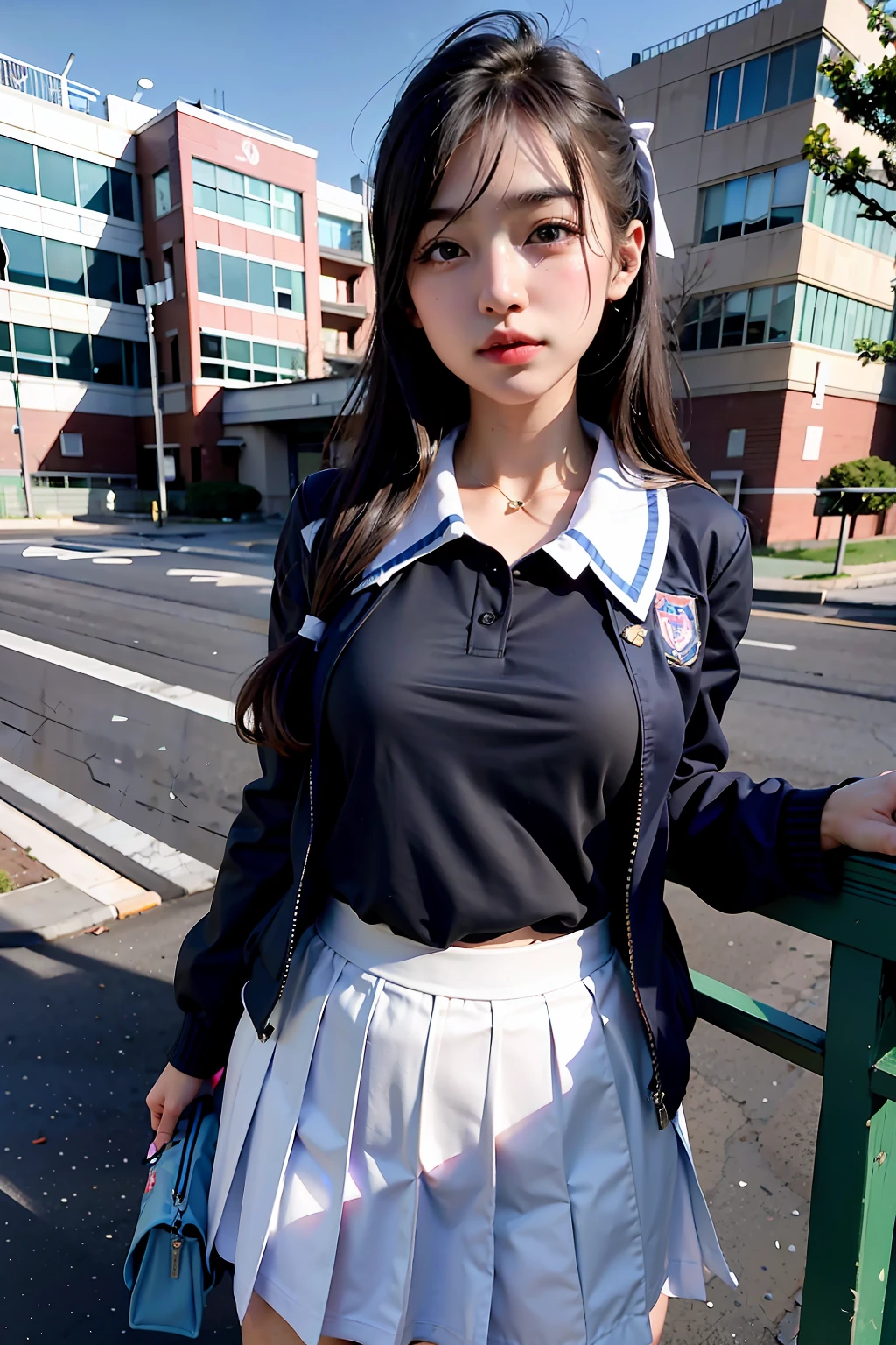 (photogenic, masterpiece:1.5),campus, many, student uniform, sailor suit, mini-skirt, voluptuous body, beautiful face, 3D, japan, High school student, Group photo, schoolyard, school uniform, real, Perspective from a distance