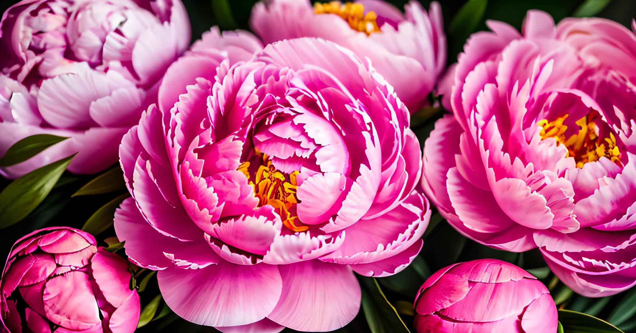 ((5 pink peonies close up)), soft, pastel, (extremely detailed, unity 8k,masterpiece, best quality, ultra-detailed),(best illumination, best shadow, an extremely delicate and beautiful), extra, real photo, PSD, lamp film photography, sharp focus, contrast lighting, high resolution 8k, realistic, professional photography, 8k UHD, SLR camera, soft lighting, high quality,