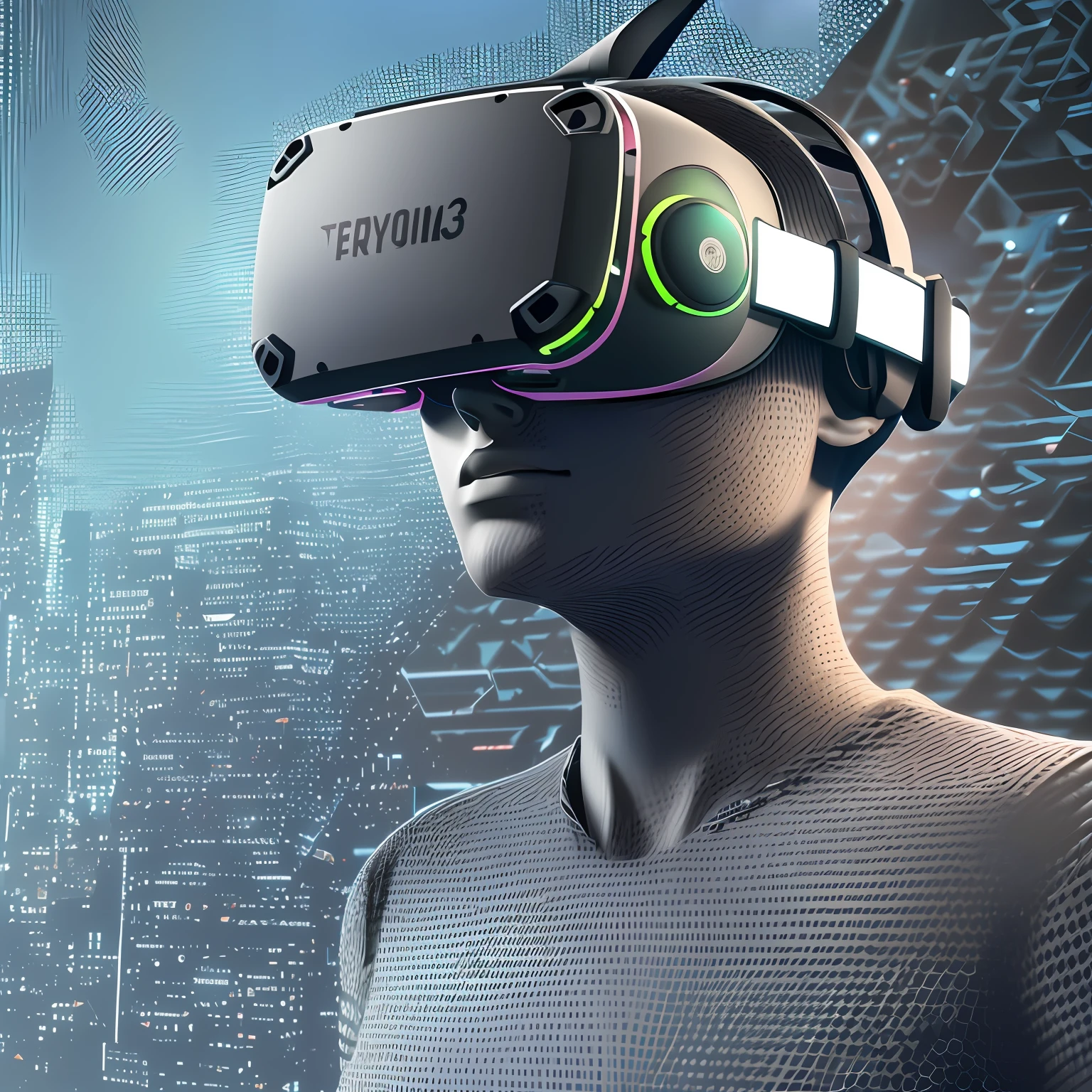 (extremely detailed and lifelike VR experience, high resolution advertisement)(futuristic tech, sleekness, dynamic motion, bold typography), (interactivity, vibrancy, impactfulness)(3D rendering, polygonal models, photorealistic texturing) --auto --s2