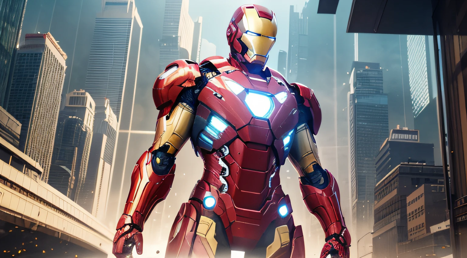 RAW, Masterpiece, Super Fine Photo,, Best Quality, Ultra High Resolution, Photorealistic Photorealism, Sunlight, Full Body Portrait, Amazing Beauty,,Dynamic Pose,Delicate Face,Vibrant Eyes,(From the side), She Wears Futuristic Iron Man Mech, Red and Gold Color Scheme, Detailed Face, Detailed Complex Busy Background, Messy, Gorgeous, Milky White, Highly Detailed Skin, Realistic Skin Details, Visible Pores, Sharp Focus, Volumetric Fog, 8K UHD, DSLR, High Quality, Film grain, fair skin, photorealism, lomography, sprawling metropolis in futuristic dystopia, seen from below, translucent, sea of daisy flowers --auto --s2
