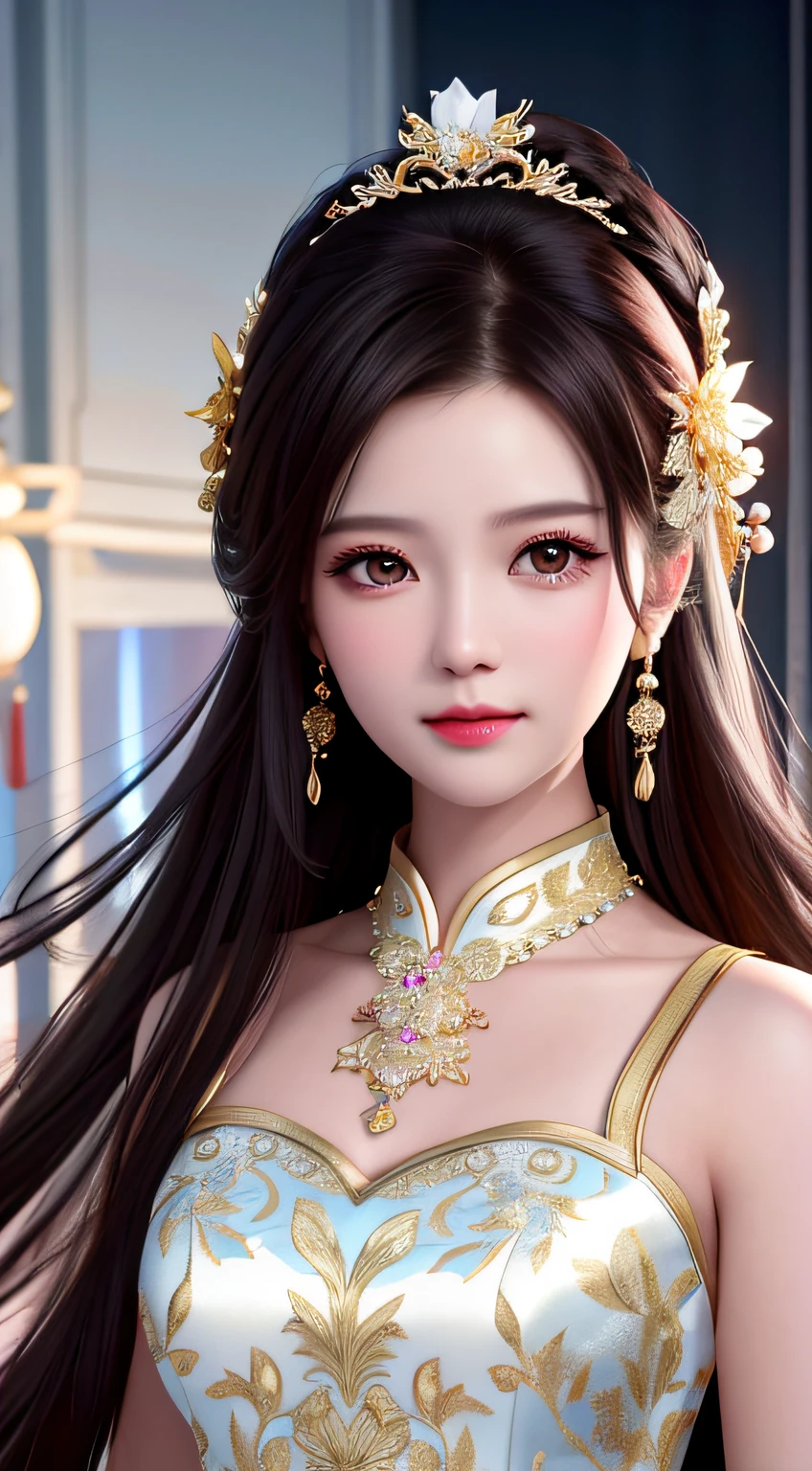 best quality, masterpiece, highres, 1girl,china wedding  dress,hair ornament,necklace, jewelry,Beautiful face,upon_body, tyndall effect,photorealistic, dark studio, rim lighting, two tone lighting,(high detailed skin:1.2), 8k uhd, dslr, soft lighting, high quality, volumetric lighting, candid, Photograph, high resolution, 4k, 8k, Bokeh