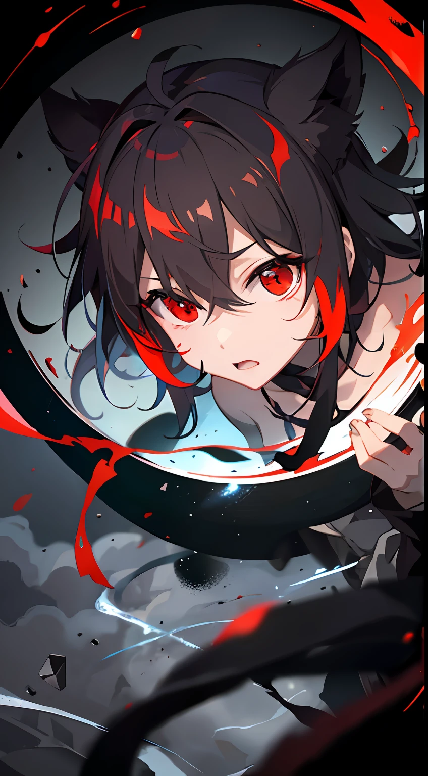 It was an evil spirit, cruel, fury, blood-red eyes, pitch black around him, he was in the center, a sphere, armless.