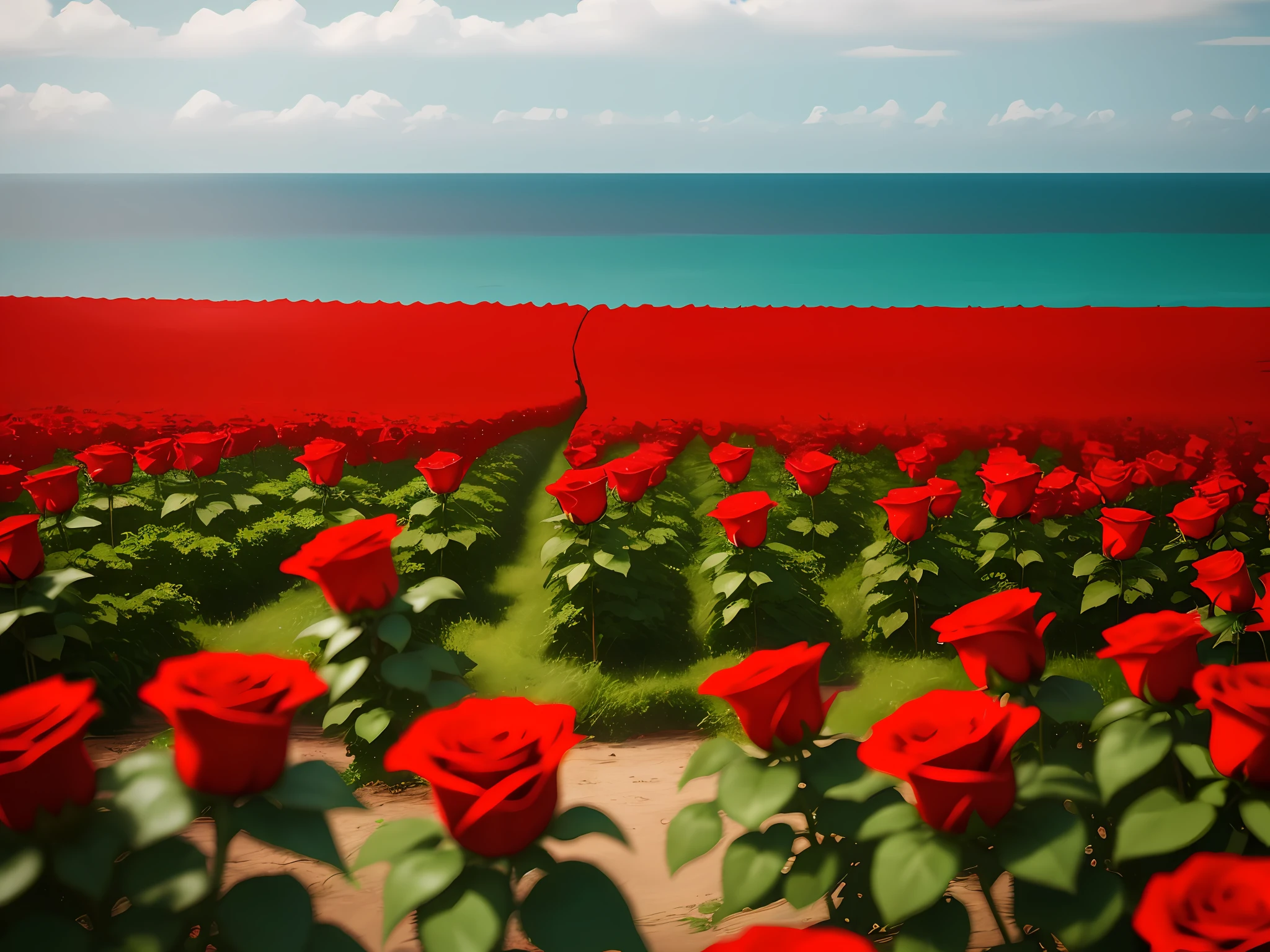 A sea of red roses