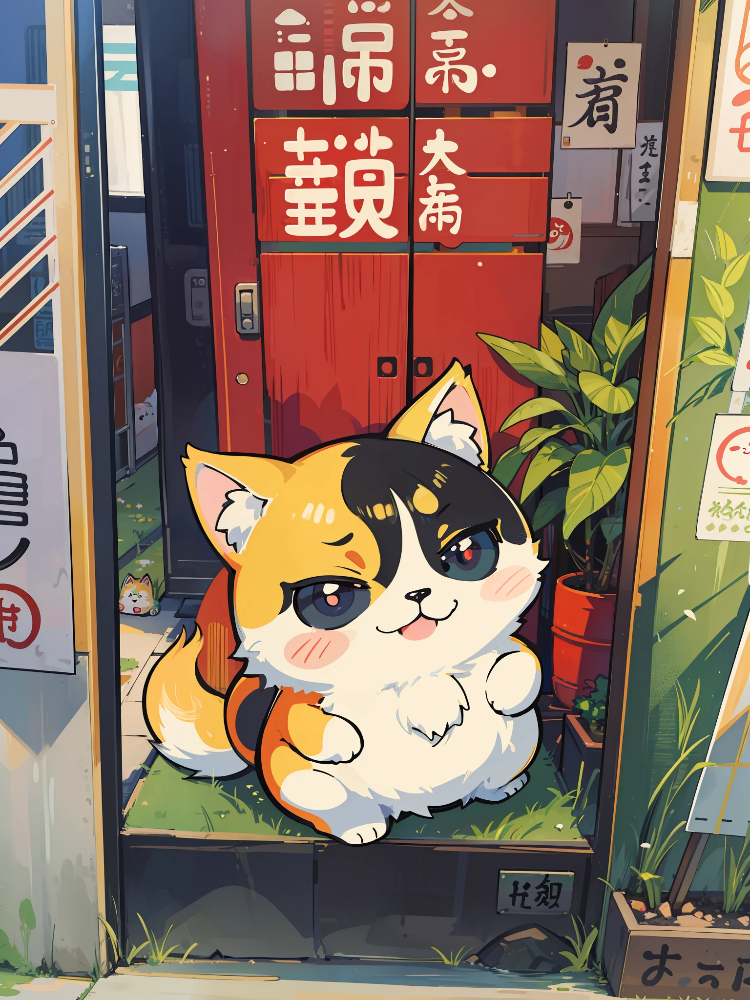 there are many different animals and words written in chinese, hand painted cartoon art style, art cover, kawaii cutest sticker ever, sticker illustration, by Shiba Kōkan, by Kōno Michisei, cute features, 中 元 节, by Gusukuma Seihō, stickers illustrations, cute characters