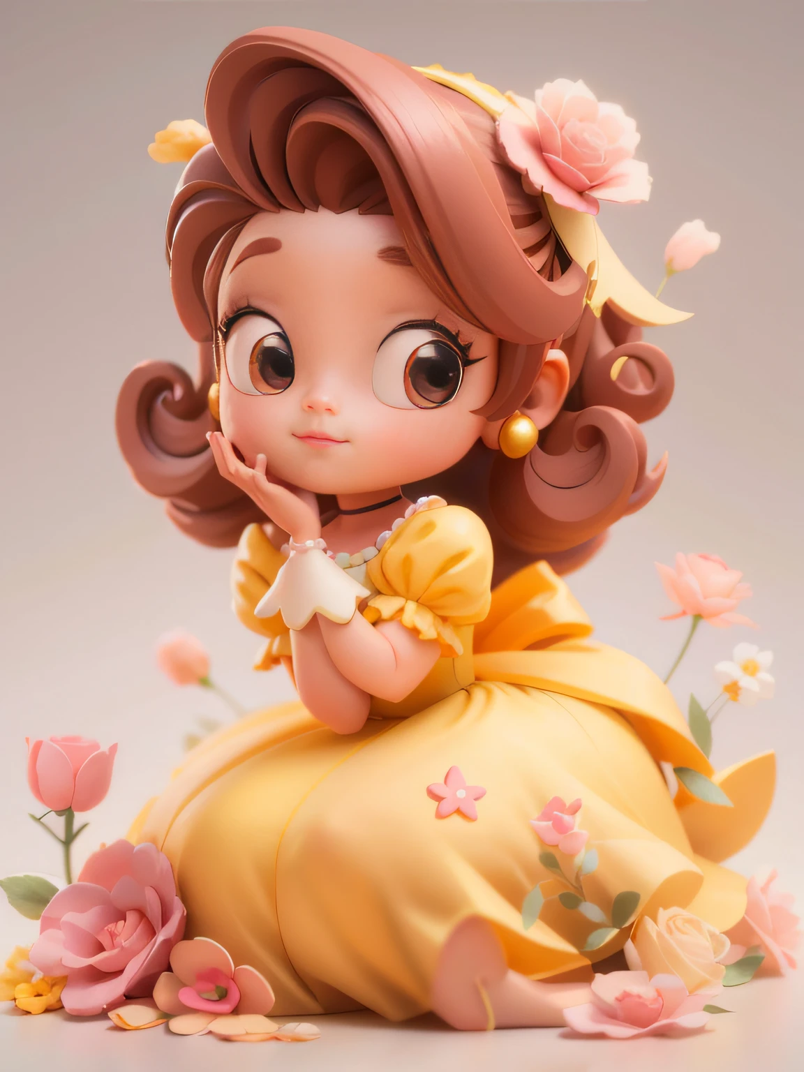 a close up of a figurine of a girl in a dress, adorable digital painting, cute detailed digital art, cute 3 d render, cute digital art, 8k high quality detailed art, high quality character design, 3 d render stylized, 8k render”, cute art style, art in the style of disney, stylized 3 d, beautiful digital artwork