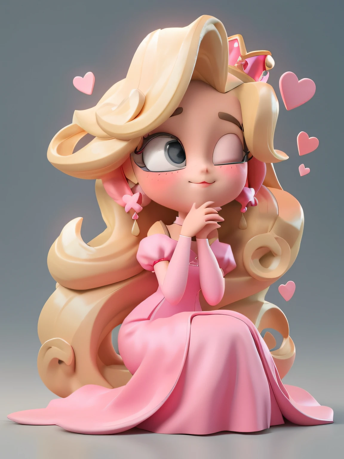 there is a small doll with a pink dress and a heart shaped crown, cute 3 d render, adorable digital painting, 3 d render stylized, cute detailed digital art, cute cartoon character, cute digital art, stylized 3 d, render of a cute 3d anime girl, cute art style, 3 d character art, portrait of princess peach