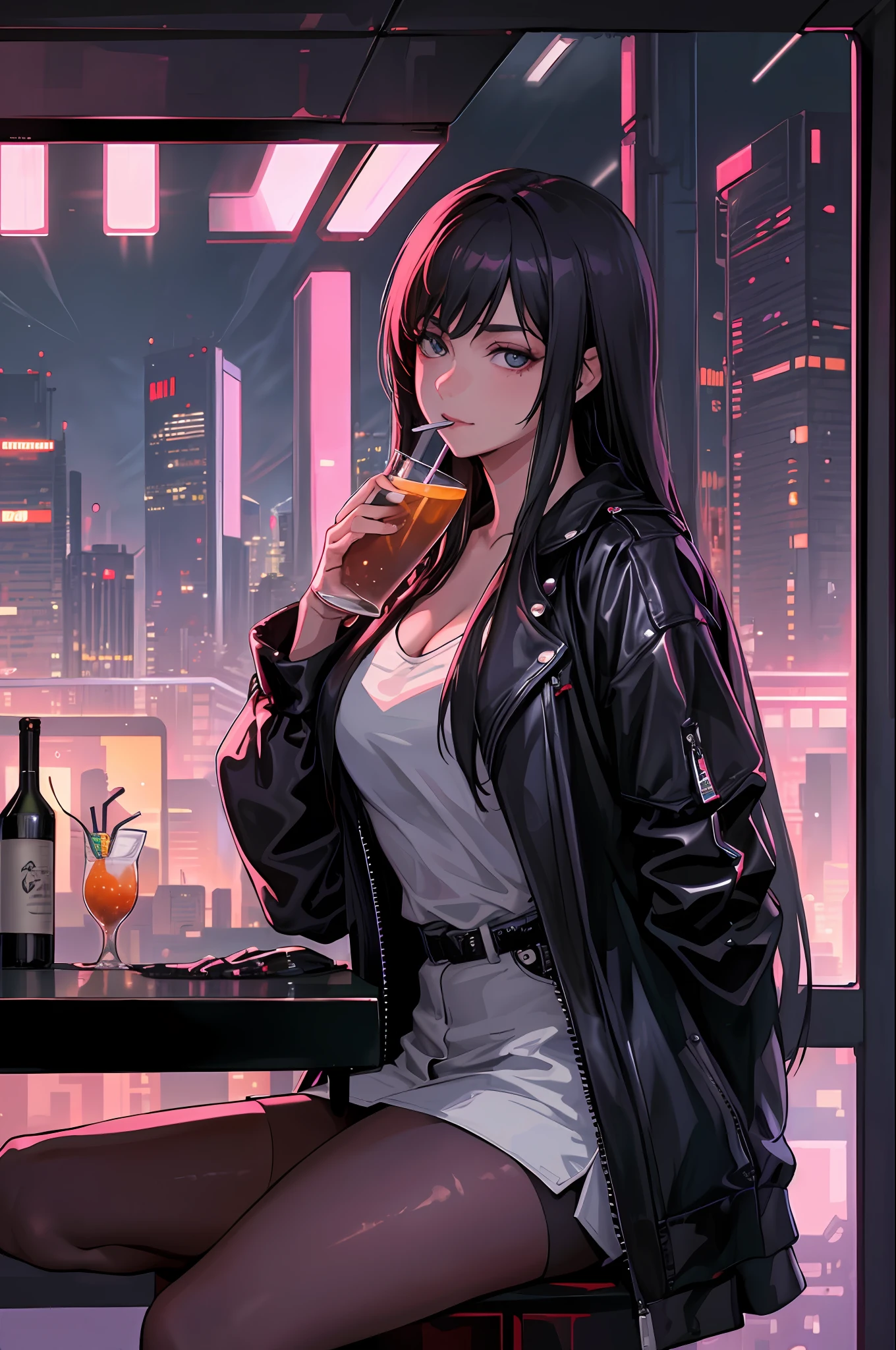 ((masterpiece)),((best quality)),((high detail)),((realistic,)), Cyberpunk, architecture, nightclub, ballad, people toasting, drinks, party
