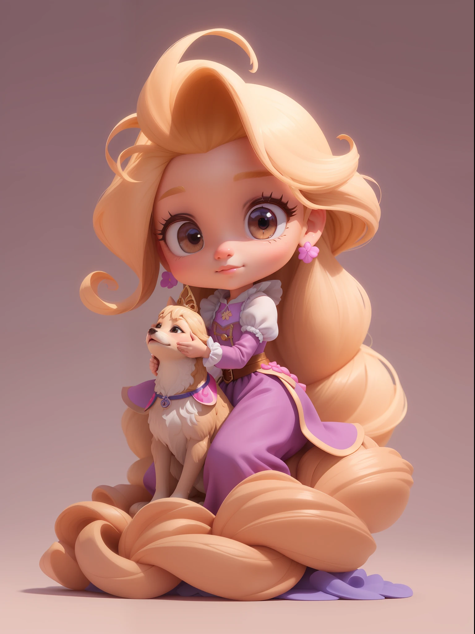 a close up of a figurine of a girl with a dog, adorable digital painting, cute 3 d render, cute detailed digital art, disney art style, cute digital art, 3 d render stylized, blonde - haired princess, disney render, art in the style of disney, disney artstyle, rapunzel, in style of disney animation, stylized 3 d