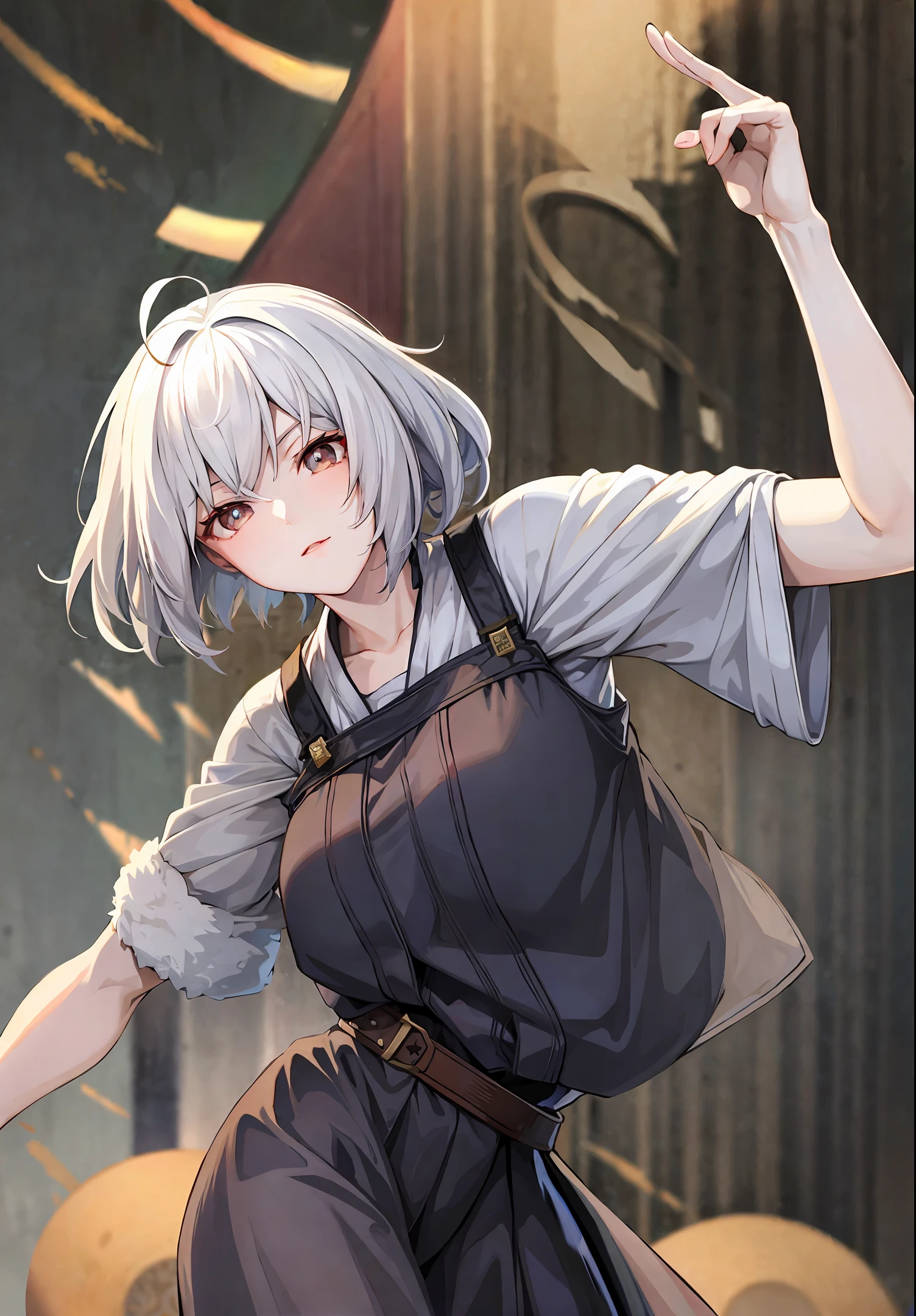 Characters Girl Antique Tsing Yi White Hair Holding a Sword