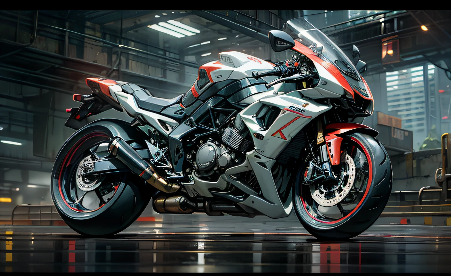 Motorcycle, futuristic, cinematography, 8K RAW, cinematic lighting, panorama