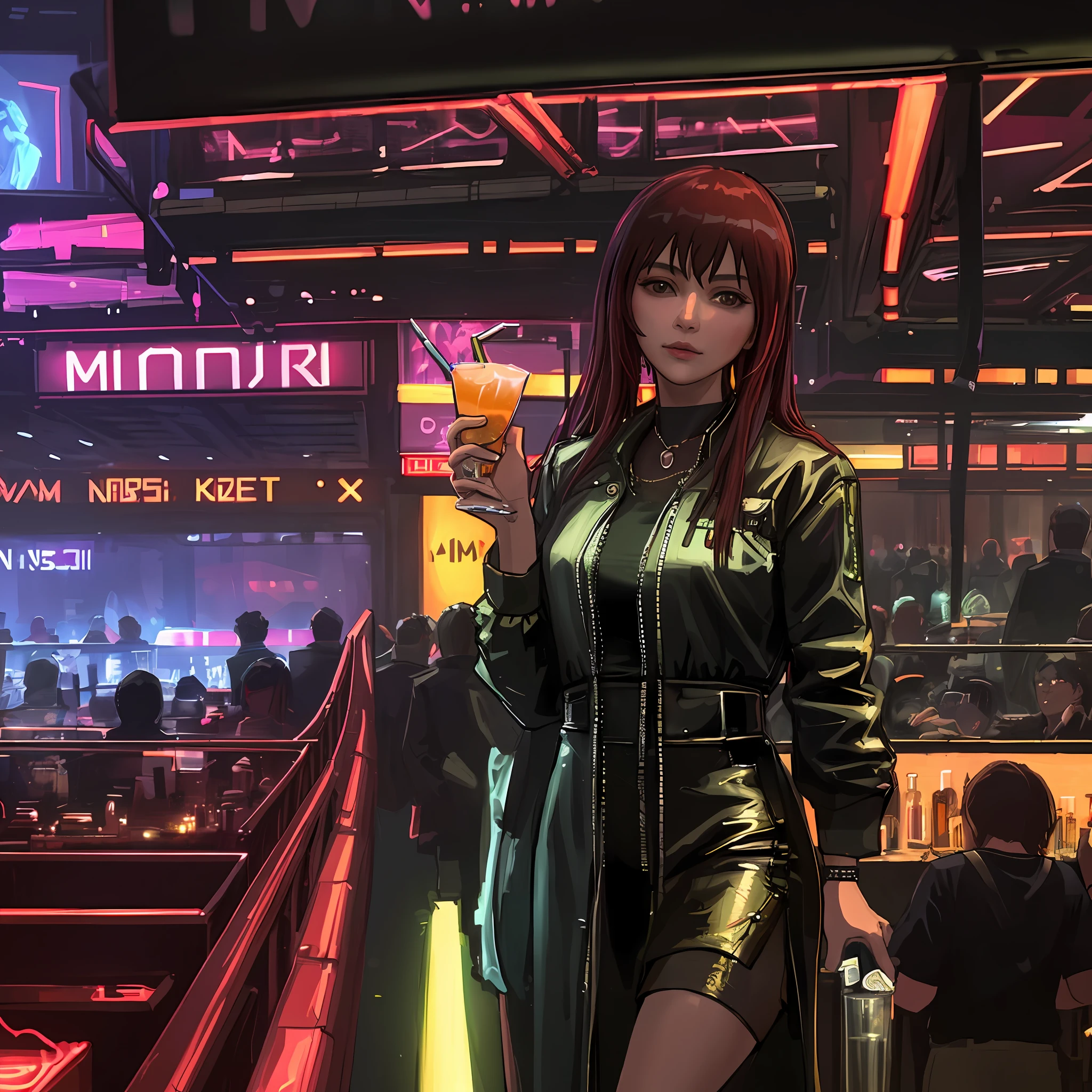 ((masterpiece)),((best quality)),((high detail)),((realistic,)), Cyberpunk, nightclub, ballad, people toasting, drinks, crowd at party, crowd, people gathered, night house