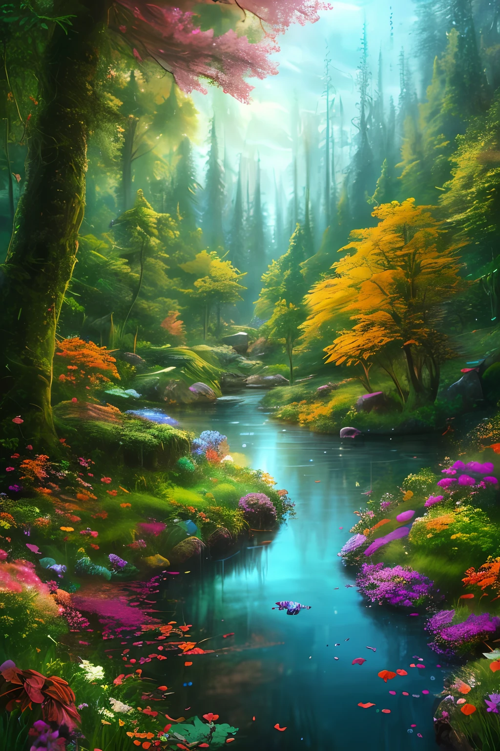 masterpiece, best quality, high quality,extremely detailed CG unity 8k wallpaper, An enchanting and dreamy scene of a fantasy forest, with towering trees, glowing mushrooms, and hidden fairy glens, creating a sense of mystique and enchantment, artstation, digital illustration, intricate, trending, pastel colors, oil paiting, award winning photography, Bokeh, Depth of Field, HDR, bloom, Chromatic Aberration ,Photorealistic,extremely detailed, trending on artstation, trending on CGsociety, Intricate, High Detail, dramatic, art by midjourney
